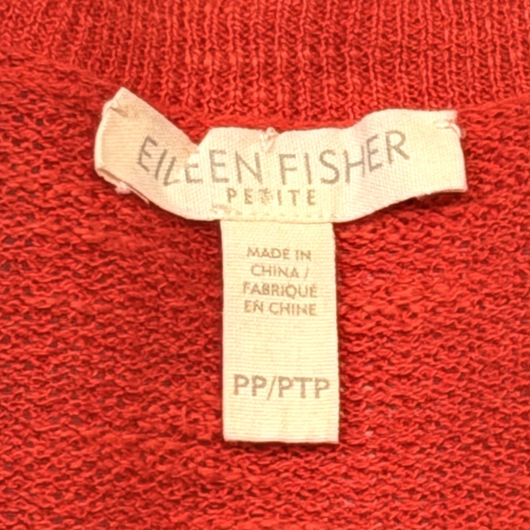 Eileen Fisher VINTAGE Eileen Fisher Sweater Womens PP/PTP Red V-Neck Knit Pullover Linen Cotton Petite Raglan Sleeve Size XXS / US 00 / IT 34 - 4 Thumbnail