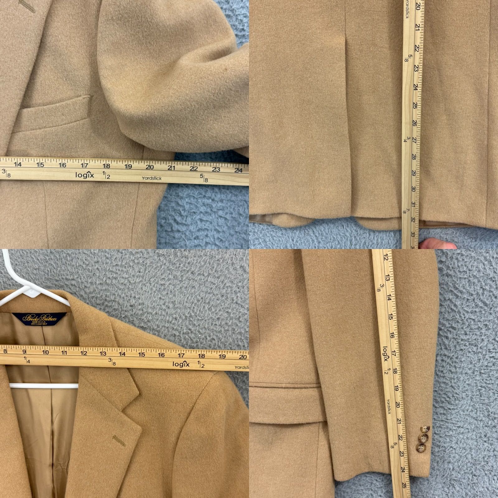 Brooks Brothers Brooks Brothers Blazer Mens 41 Reg Beige Camel Hair Coat Career Jacket 90s City Classic Designer Notch Single-Breasted Two-Button Regular Mens Size 42R - 10 Thumbnail