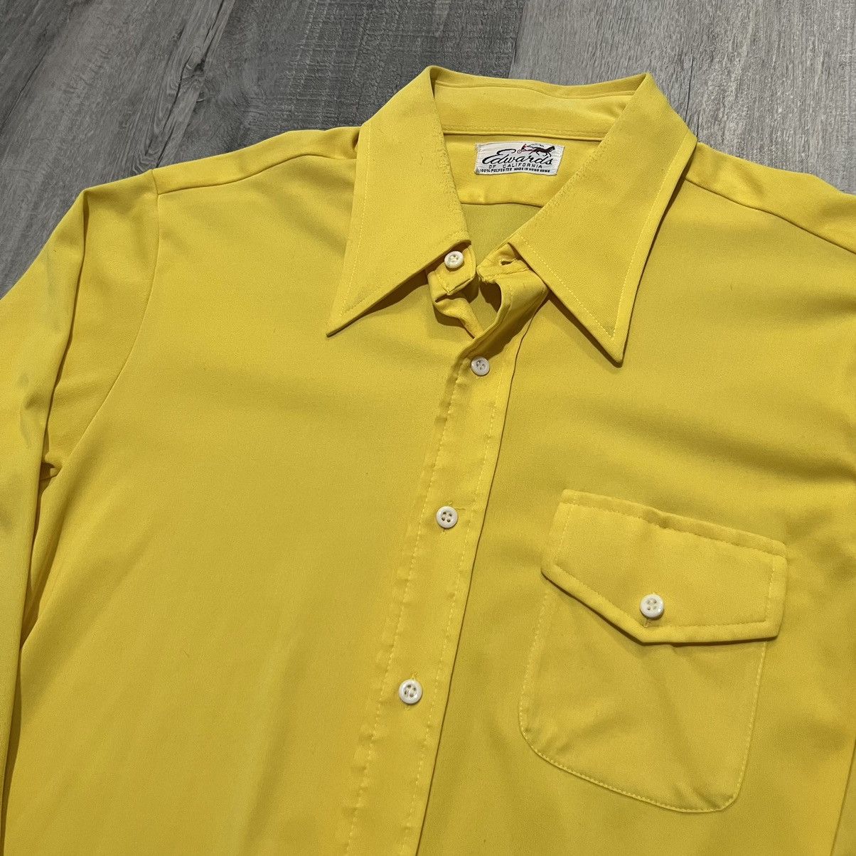 Vintage VTG Edwards Of Californa 1970s Yellow Disco Mod Button Shirt Size US M / EU 48-50 / 2 - 2 Thumbnail