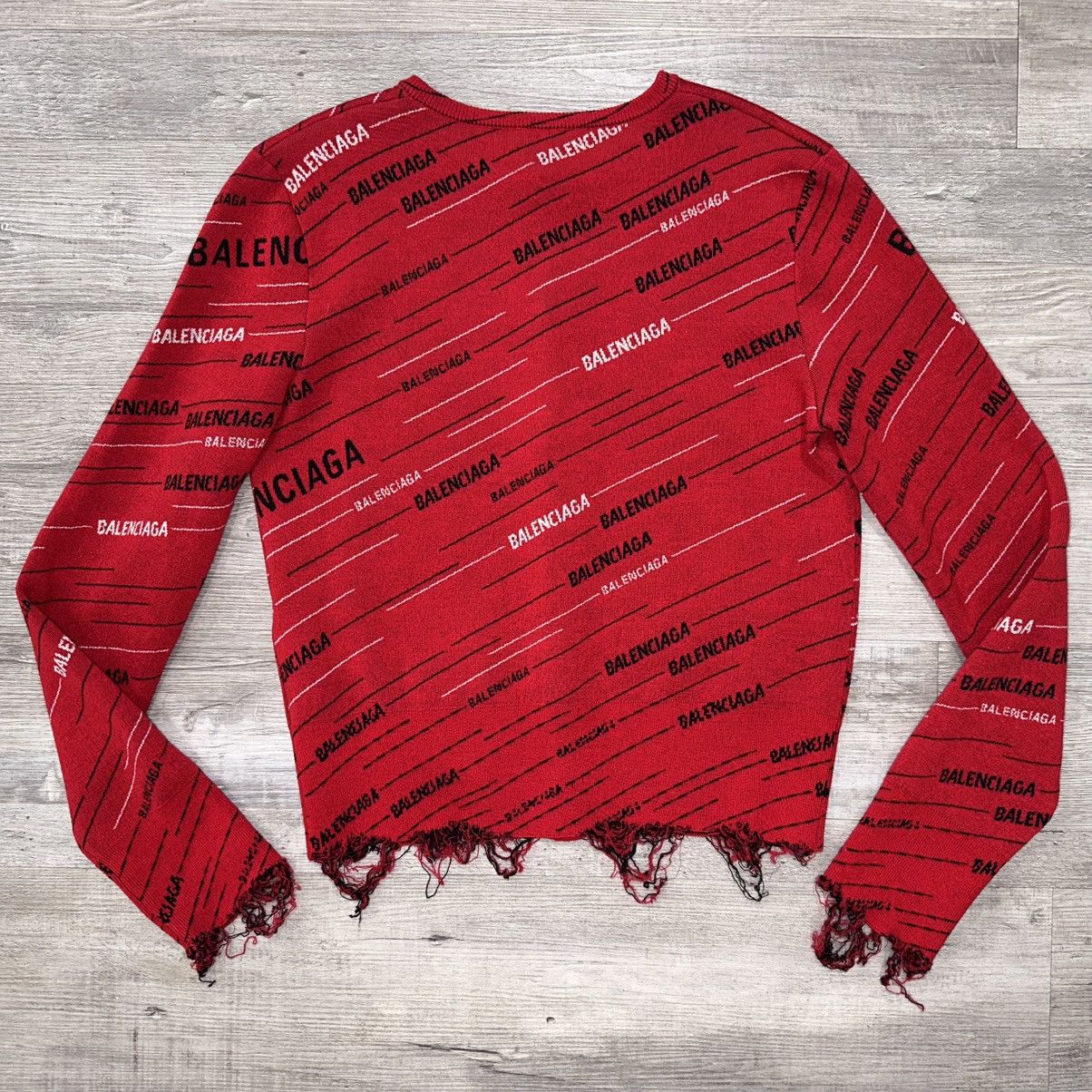 Balenciaga NWT BALENCIAGA RED KNIT LOGO SWEATER LARGE (runs small) Size L / US 10 / IT 46 - 5 Thumbnail