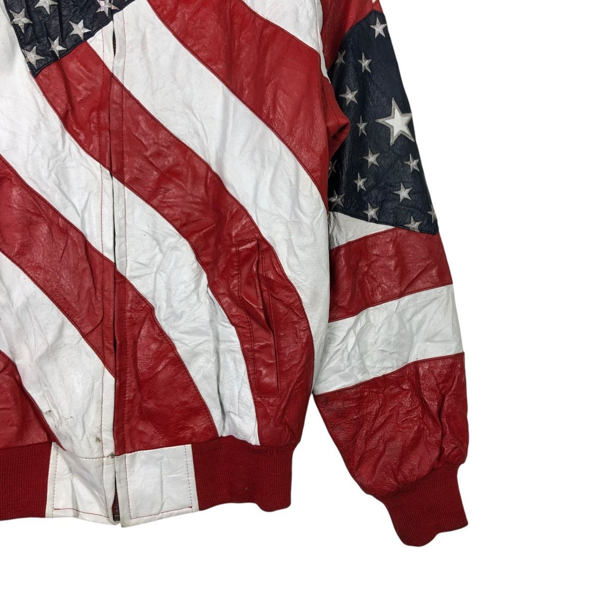 Michael Hoban 🔥VINTAGE LEATHER JACKET BOMBER MICHAEL HOBAN USA FLAG Size US M / EU 48-50 / 2 - 6 Thumbnail