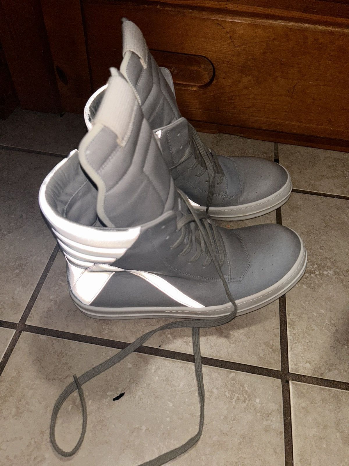 Rick Owens Rick Owens Geobasket Pearl Milk Reflective Size US 10 / EU 43 - 4 Thumbnail