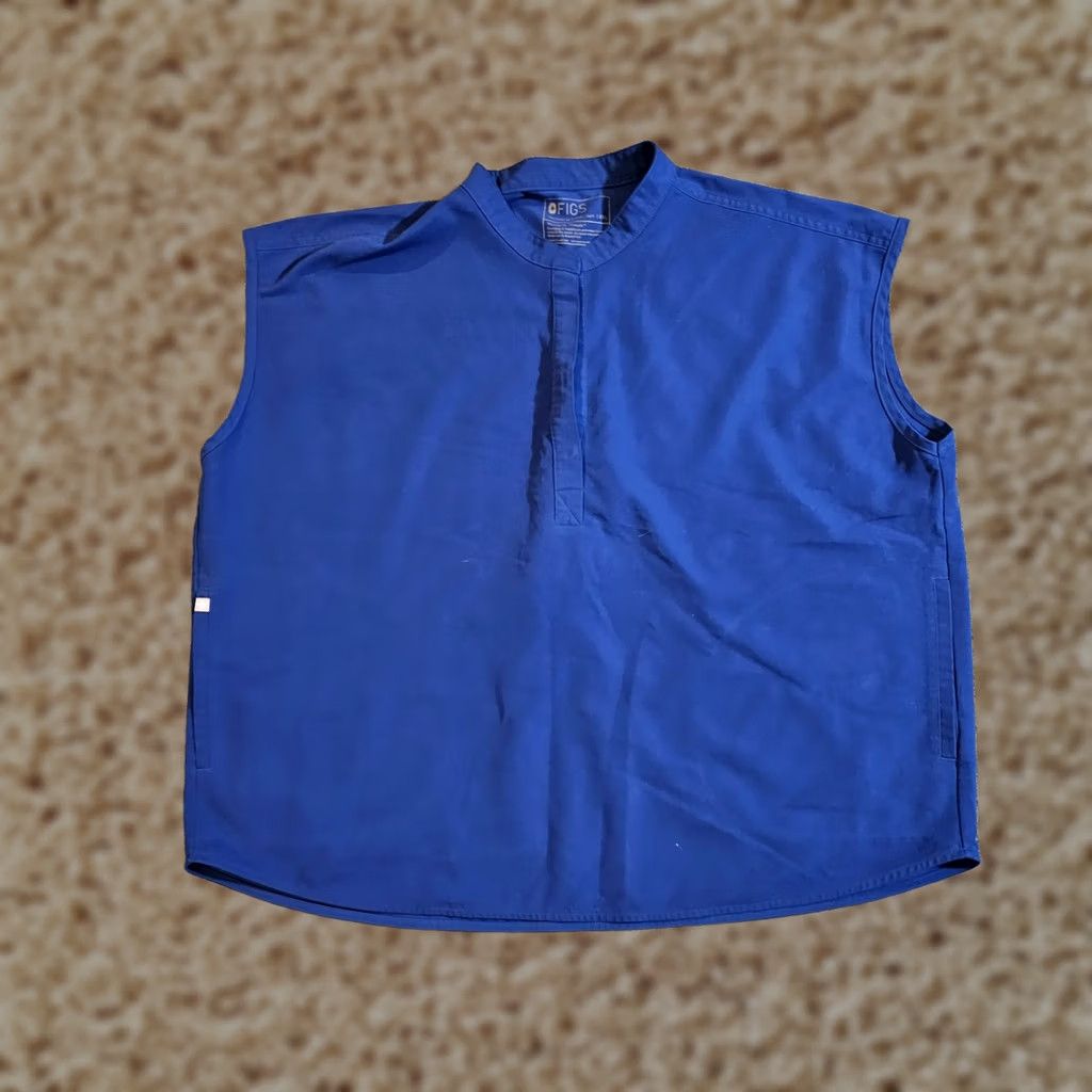 Vintage FIGS Top Womens XXL Blue Rafaela Sleeveless Stretch Pockets Medical Shirt Womens Size XXL / US 16-18 / IT 52-54 - 1 Thumbnail