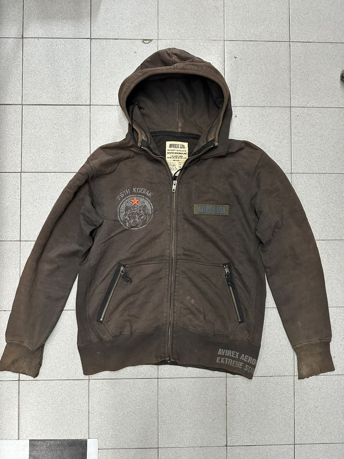 Avirex VTG Faded Avirex Balenciaga Toasted Style Hoodie Size US XL / EU 56 / 4 - 2 Thumbnail