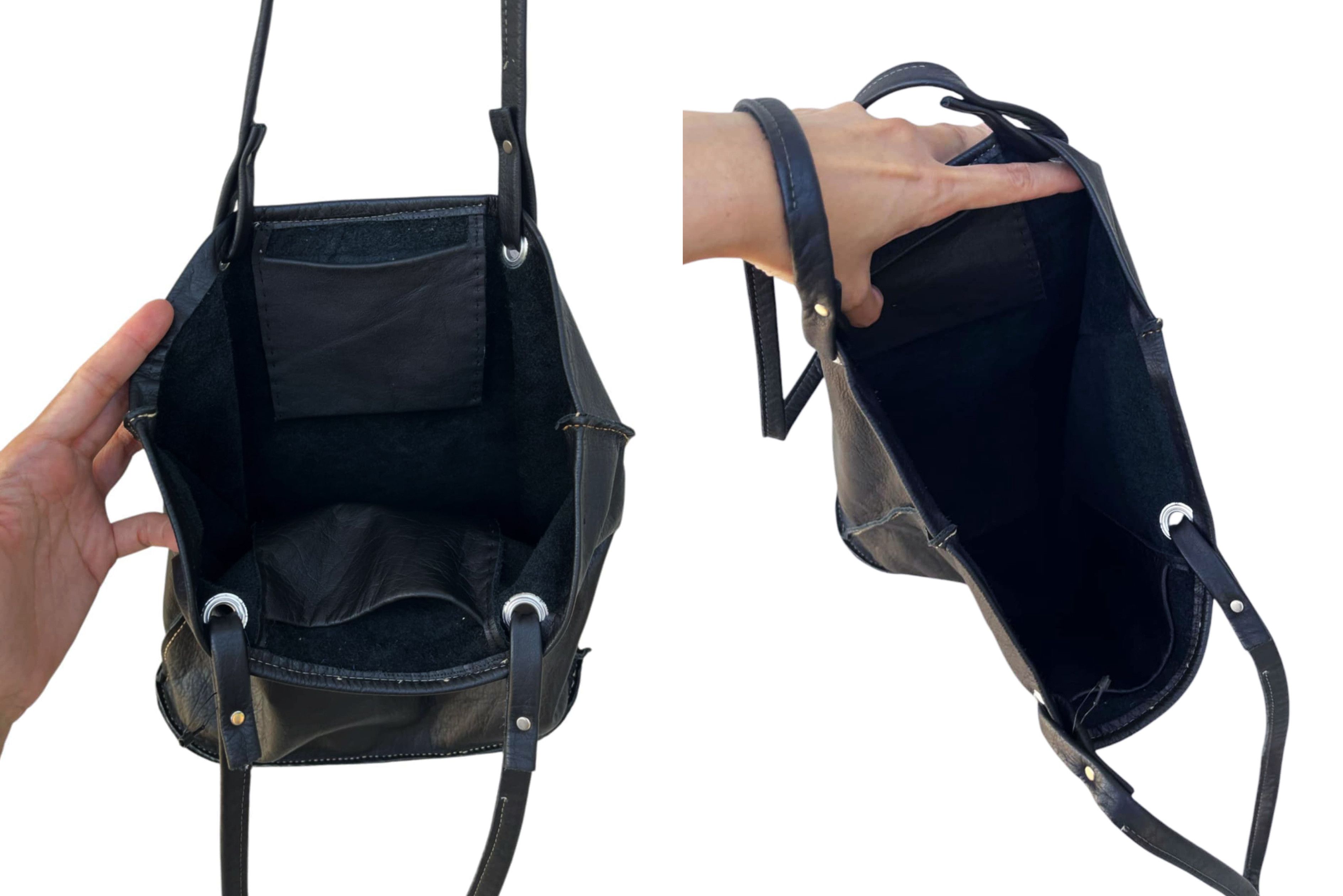 Vintage Light Weight handmade black genuine leather shoulder bag Size ONE SIZE - 8 Thumbnail