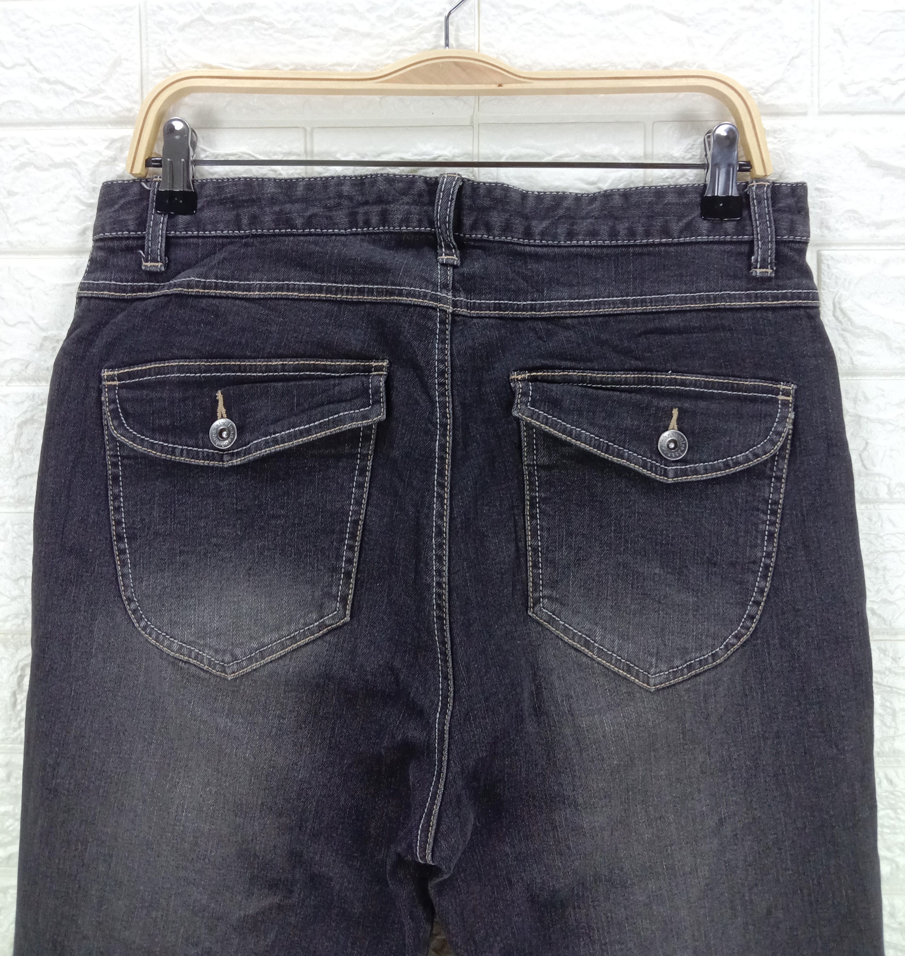 Vintage Flare Jeans Johnpionir Faded Black Bell Bottom Denim