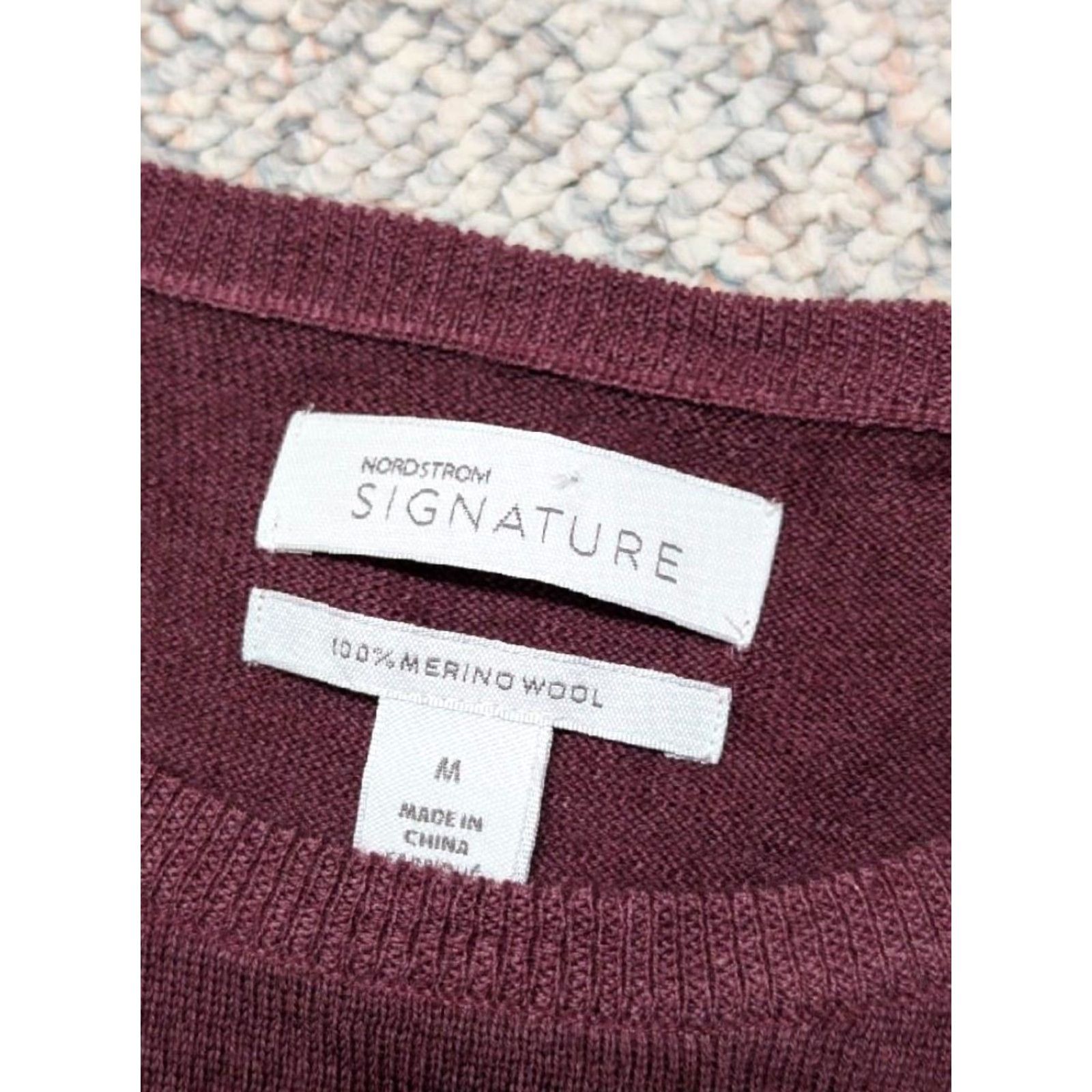 Nordstrom NORDSTROM lightweight Merino Wool sweater M burgundy crewneck Men Size US M / EU 48-50 / 2 - 6 Thumbnail