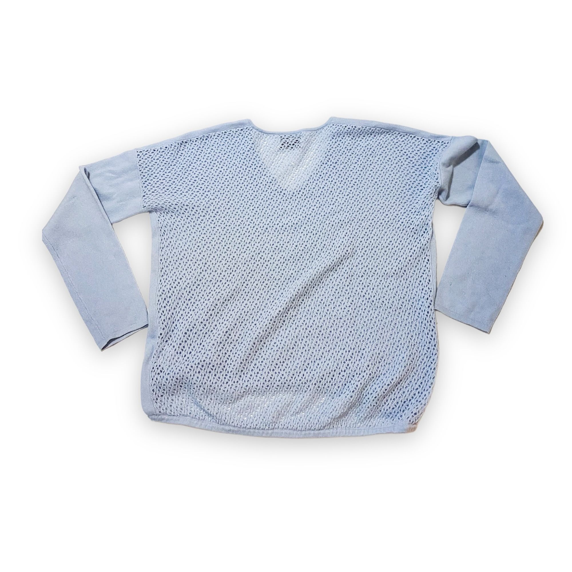 Allude Allude Cashmere Blue V Neck Sweater with Open Weave back Size M / US 6-8 / IT 42-44 - 5 Thumbnail