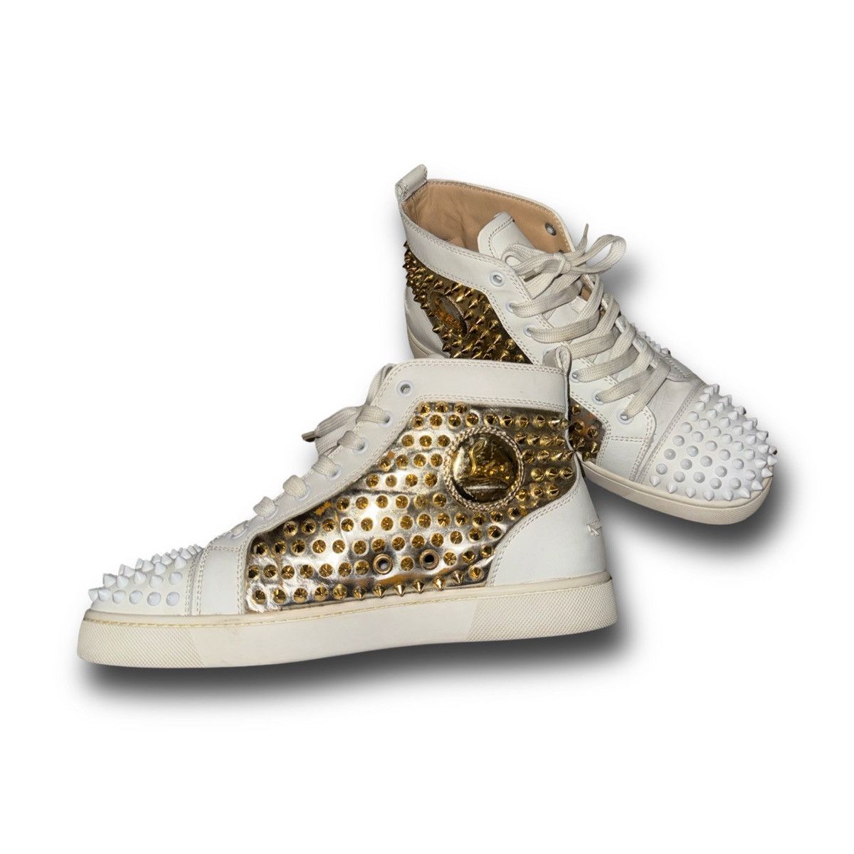 Christian Louboutin Christian Louboutin white/gold spike hightops Size US 7.5 / EU 40-41 - 7 Thumbnail