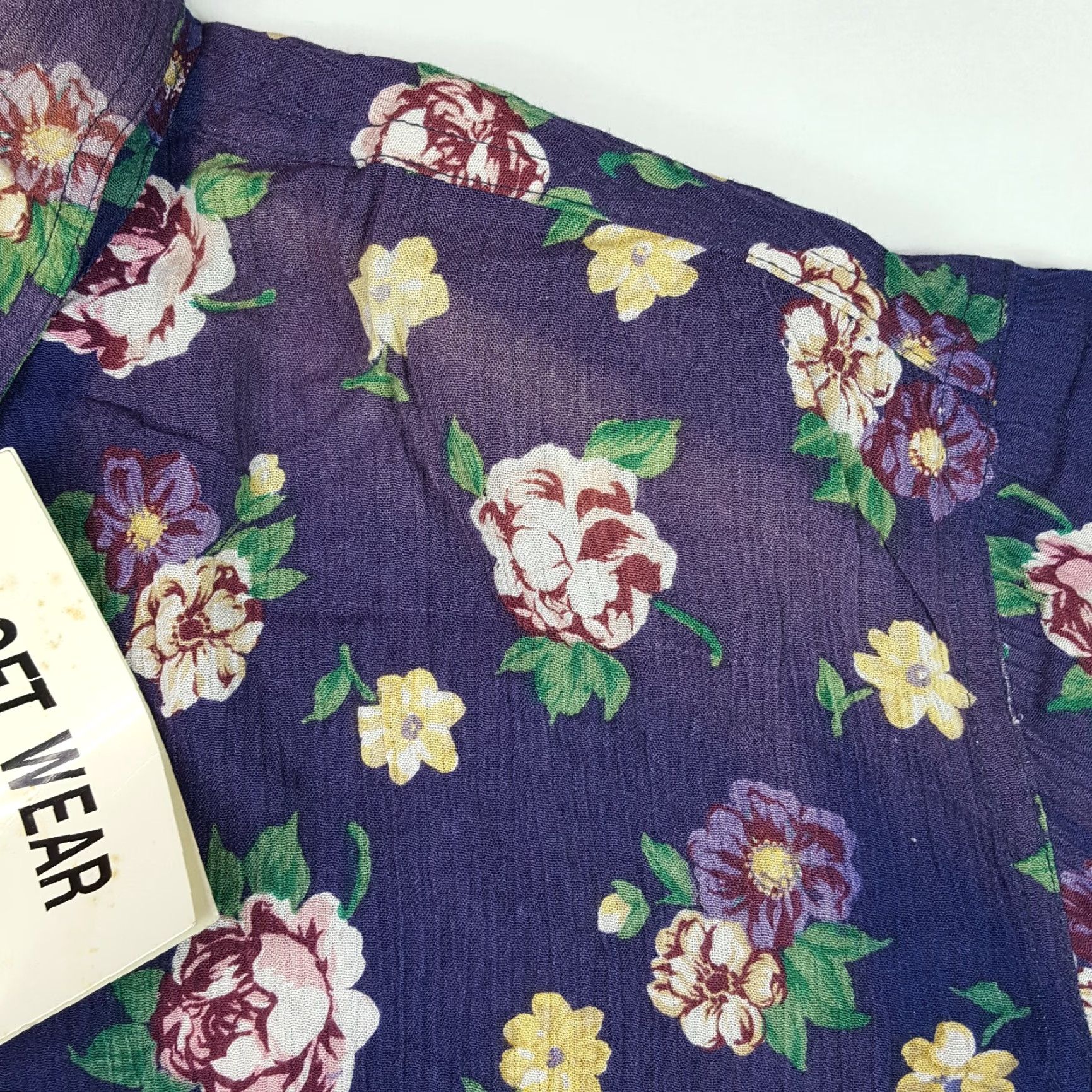 Vintage VTG 80s Rayon Women's Size M Floral Flower Short Sleeve Button Up Casual Shirt Size M / US 6-8 / IT 42-44 - 3 Thumbnail