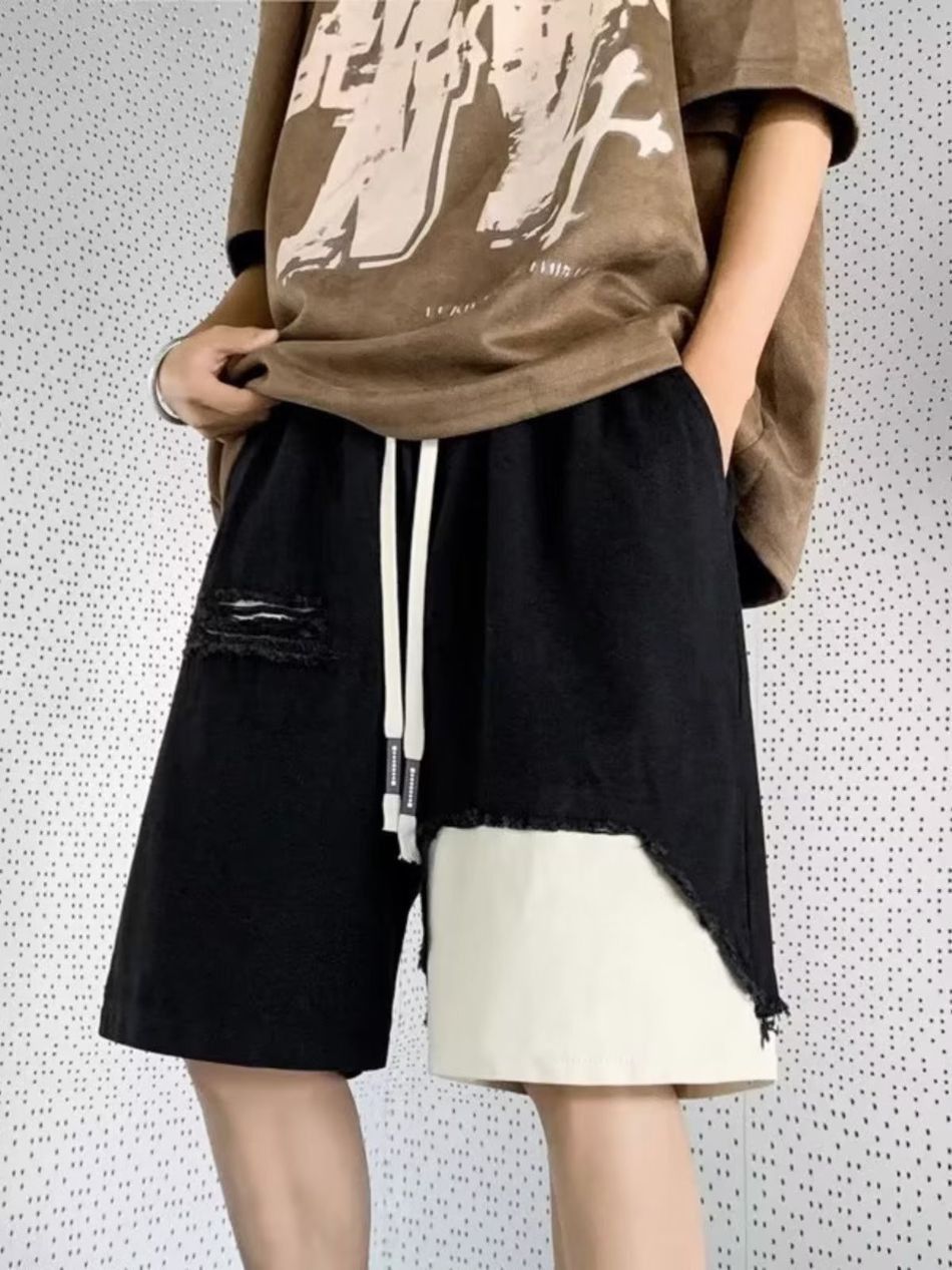 Japanese Brand Straight leg wide leg ripped denim shorts Size US 32 / EU 48 - 2 Thumbnail