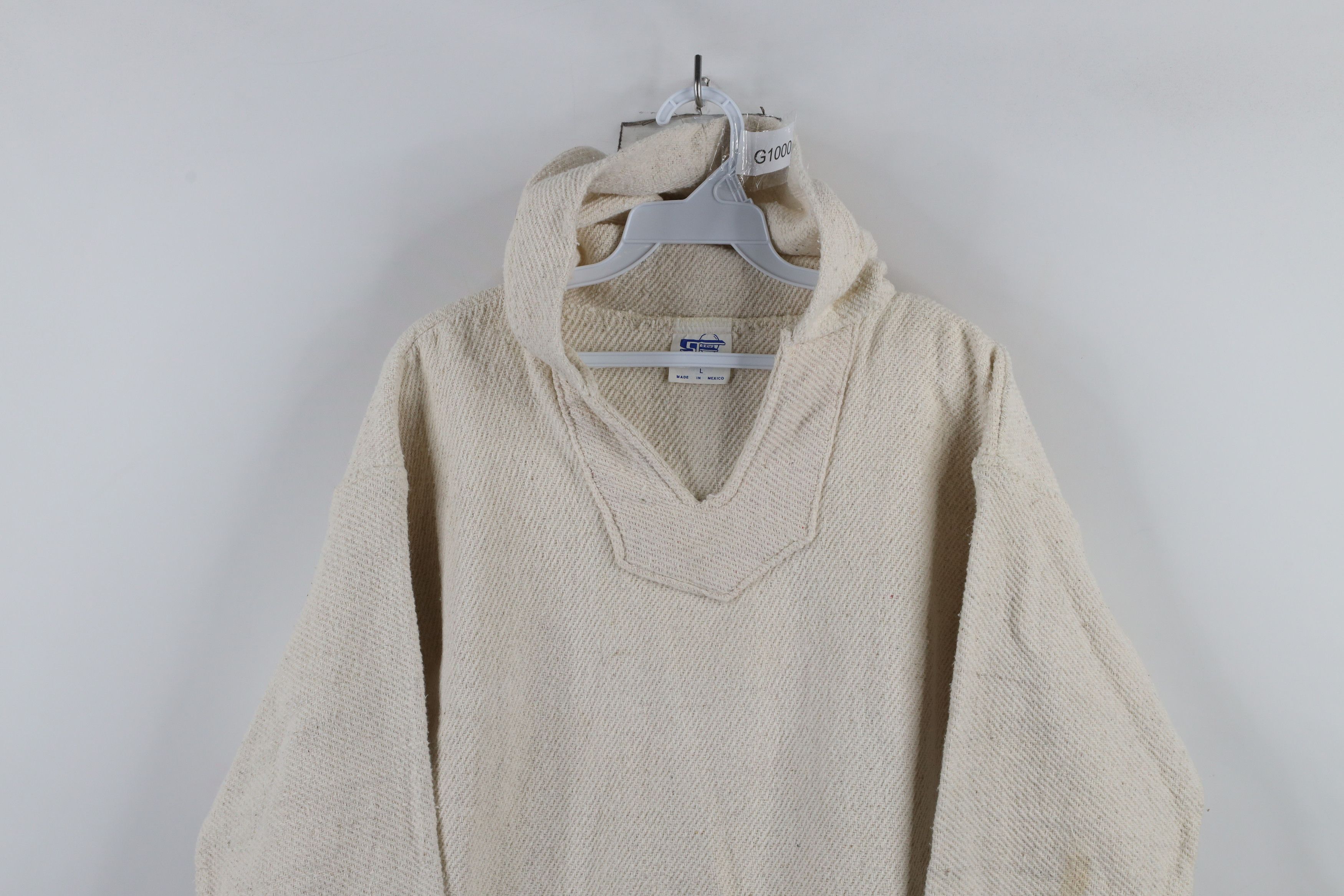 Vintage Vintage 90s Streetwear Drug Rug Hoodie Sweatshirt Cream Size L / US 10 / IT 46 - 2 Thumbnail