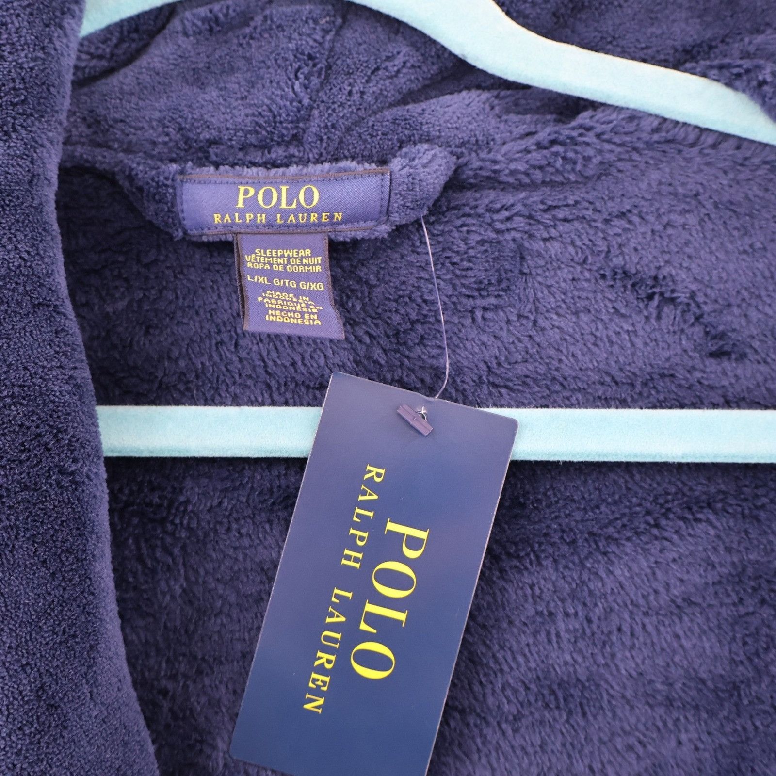 Polo Ralph Lauren Polo Ralph Lauren Robe Unisex L/XL Blue Plush Fleece Cozy Size 46 - 9 Thumbnail