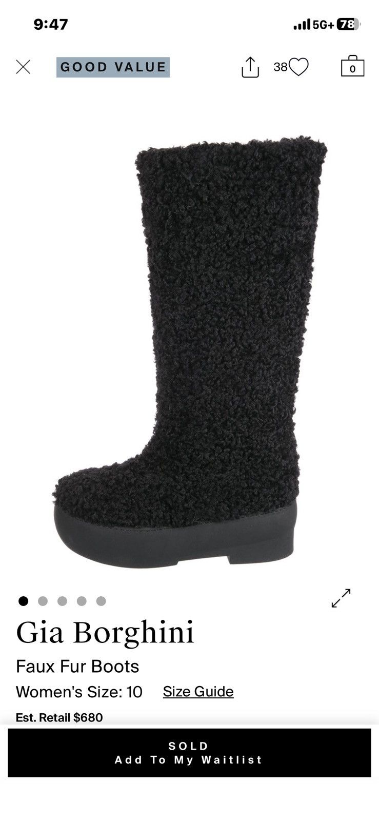 GIA BORGHINI Faux fur boots Size US 10 / IT 40 - 1 Thumbnail