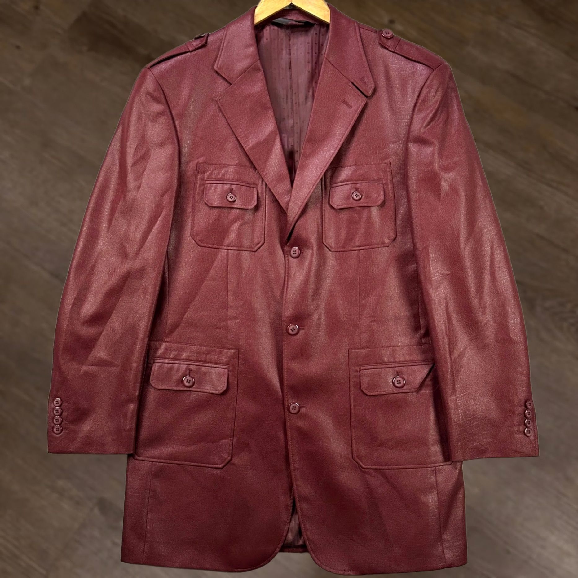 Vintage Pallini Sport Coat Blazer Mens 40L Red Notch Lapel Three-Button Long Sleeve Casual Business Coat Size 40R - 1 Thumbnail