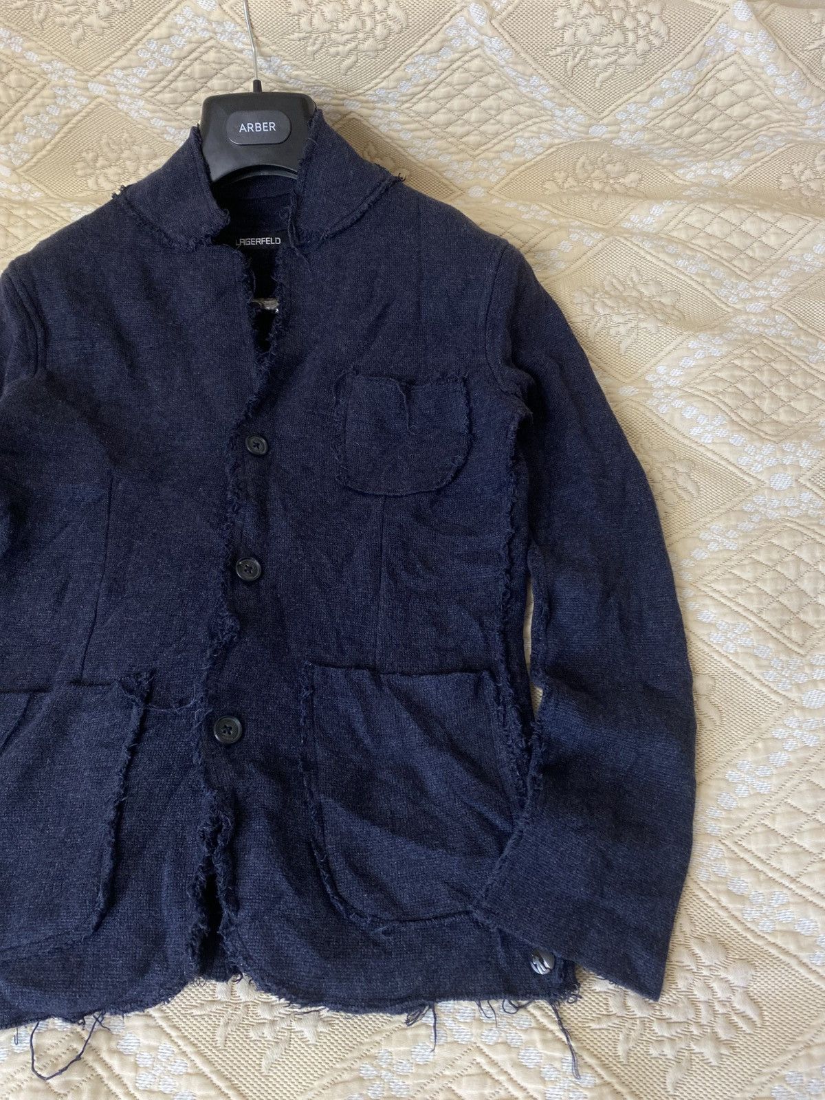 Karl Lagerfeld × Vintage 🔥 Karl Lagerfeld Distressed Blazer Jacket Sweater Cardigan Size M / US 6-8 / IT 42-44 - 2 Thumbnail