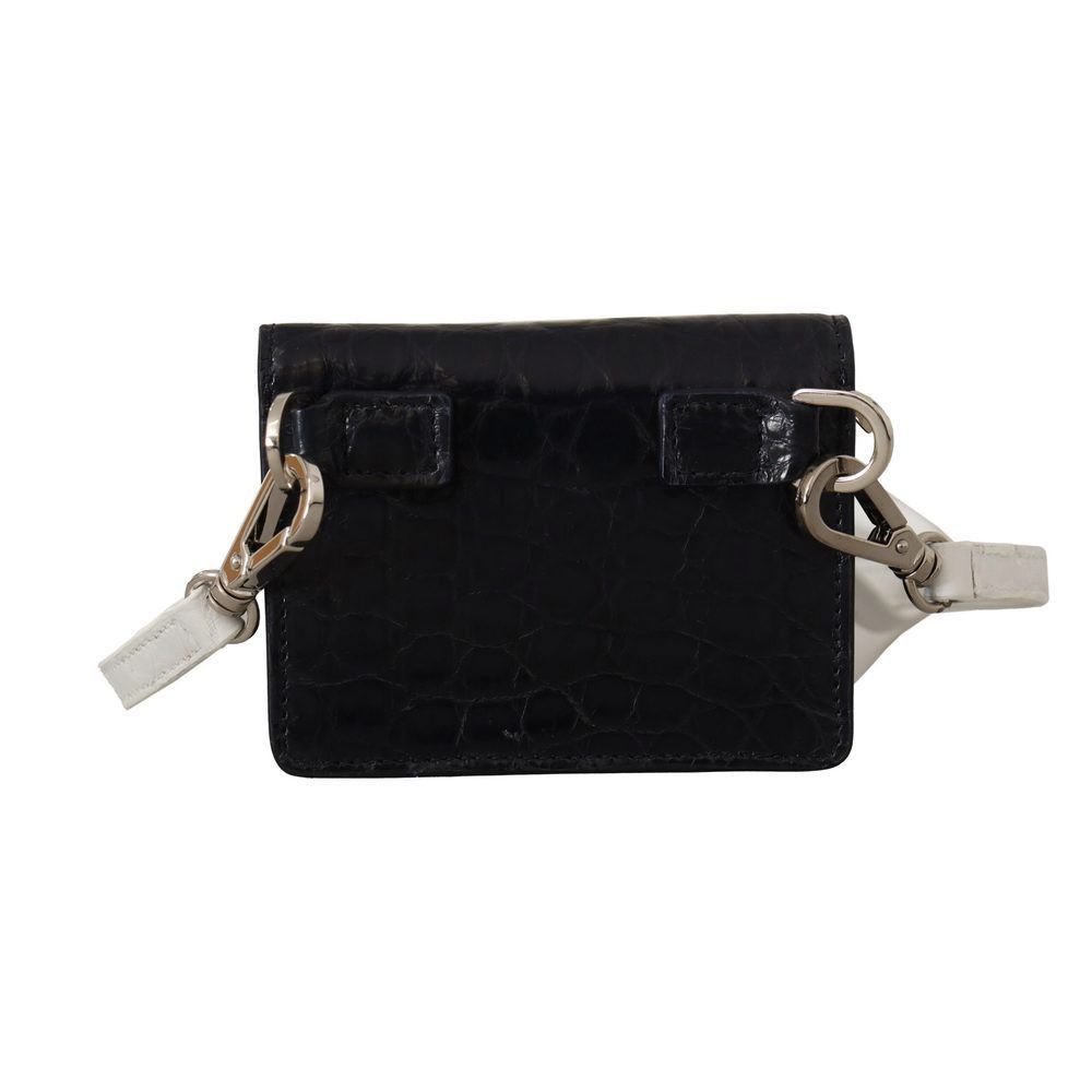Dolce & Gabbana Dolce & Gabbana Blue White Caiman Leather Strap Card Holder Size ONE SIZE - 3 Thumbnail