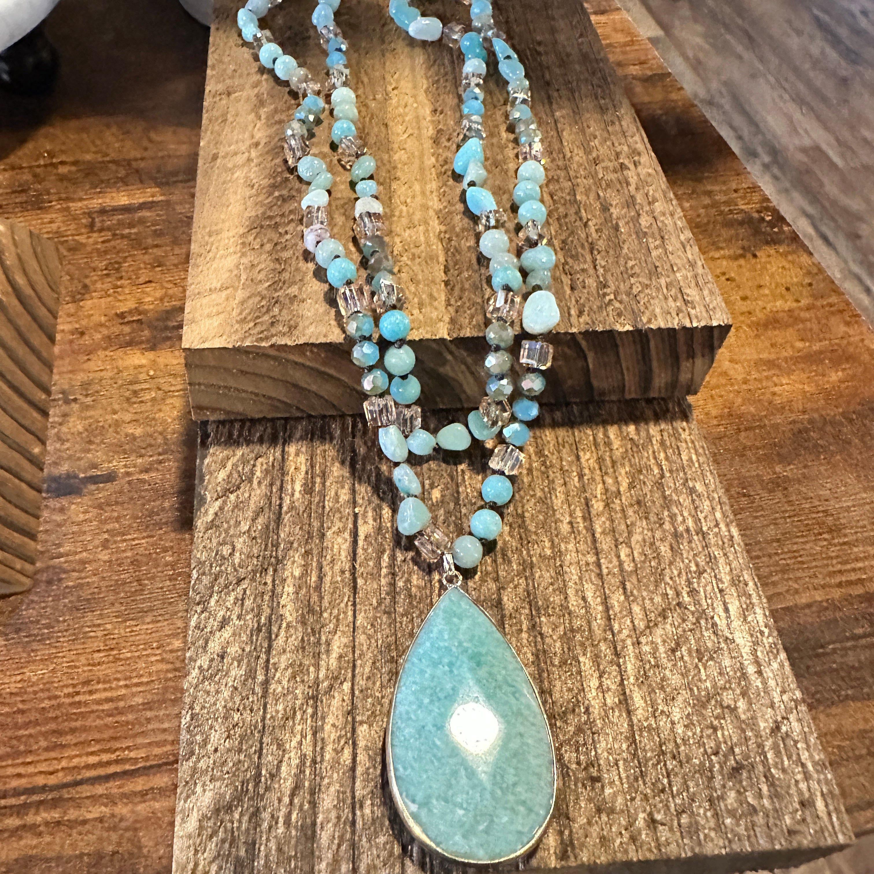 Other Bohemian Natural Green Pendant Necklace with Rock Crystal Be Size ONE SIZE - 3 Thumbnail