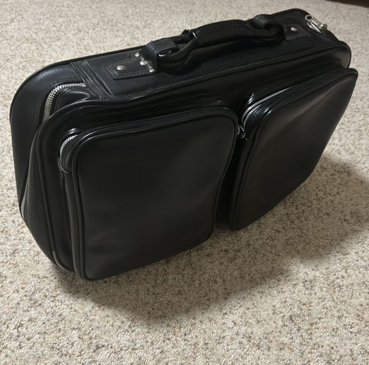 Vintage Vintage Retro Travel Bag Luggage 🧳 💼 Black Leather Size ONE SIZE - 4 Thumbnail