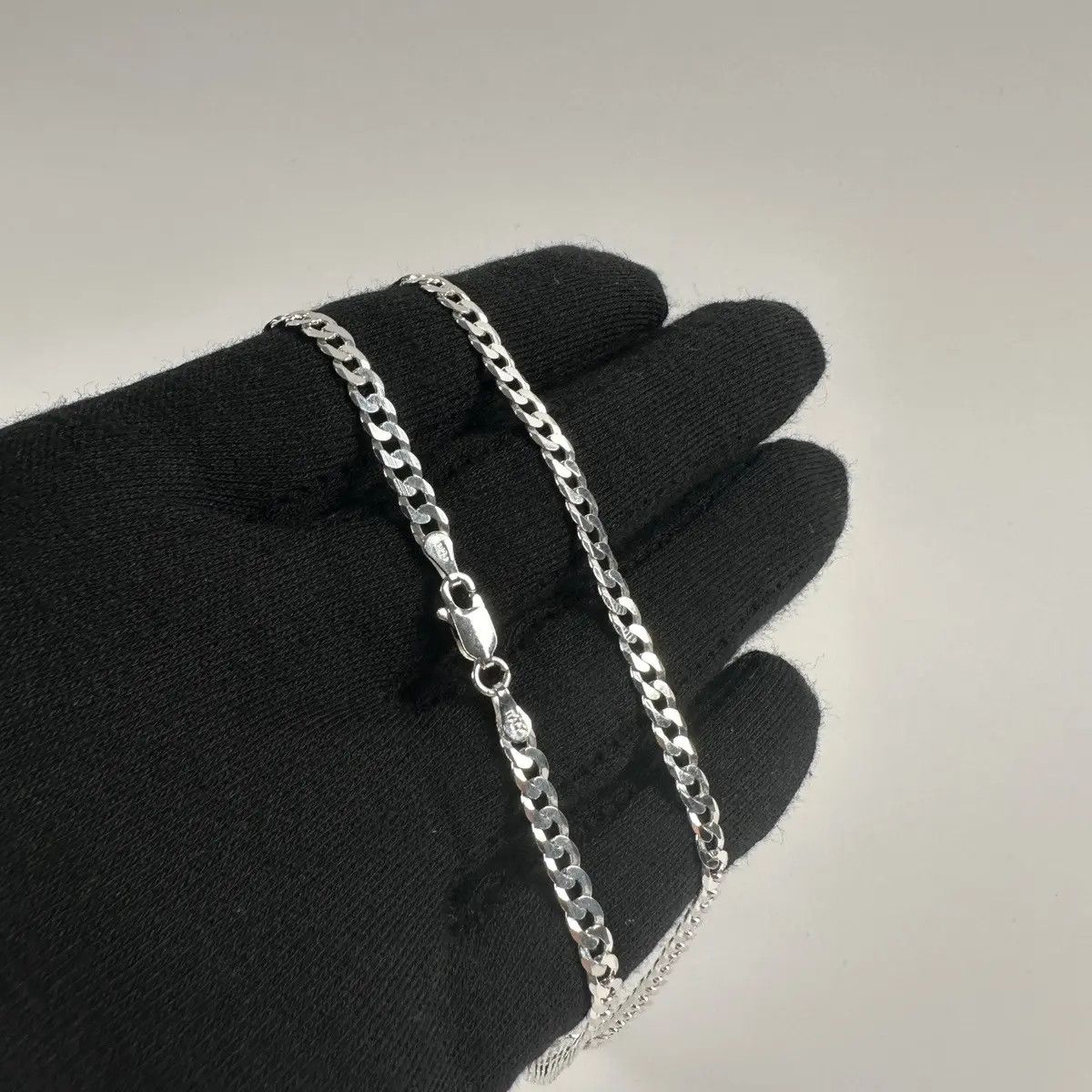 Jewelry Silver Chain Solid Sterling Silver Cuban Link Chain 4mm 18in Size ONE SIZE - 3 Thumbnail