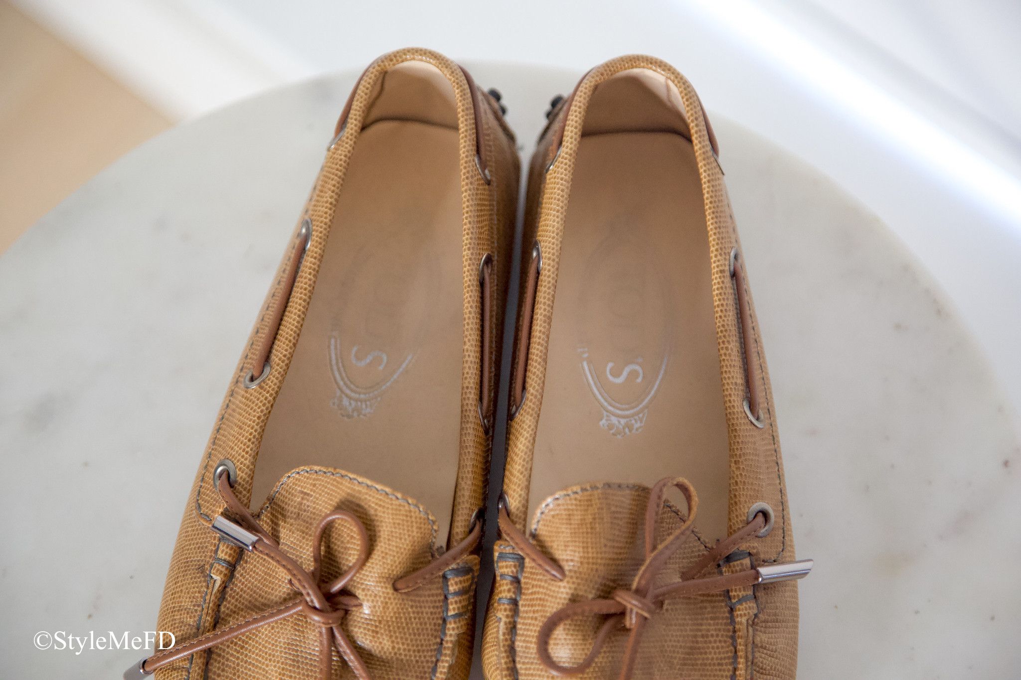Tod's Tod's Beige Embossed Leather "Gommino Driving" Shoes Size US 8 / IT 38 - 6 Thumbnail