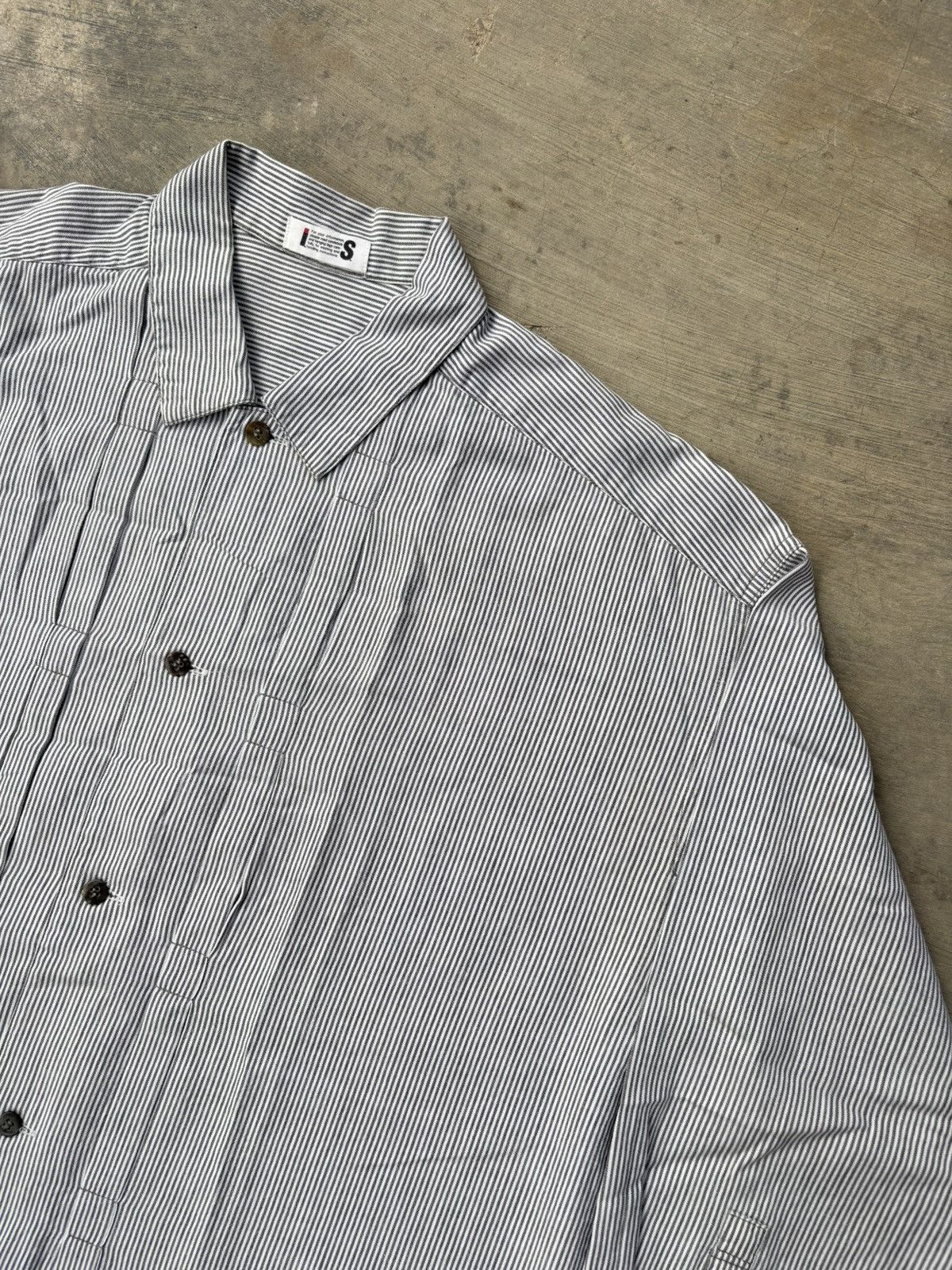 Issey Miyake Vintage 80’s I.S. Issey Miyake Striped Cotton Work Shirt Size US XL / EU 56 / 4 - 2 Thumbnail