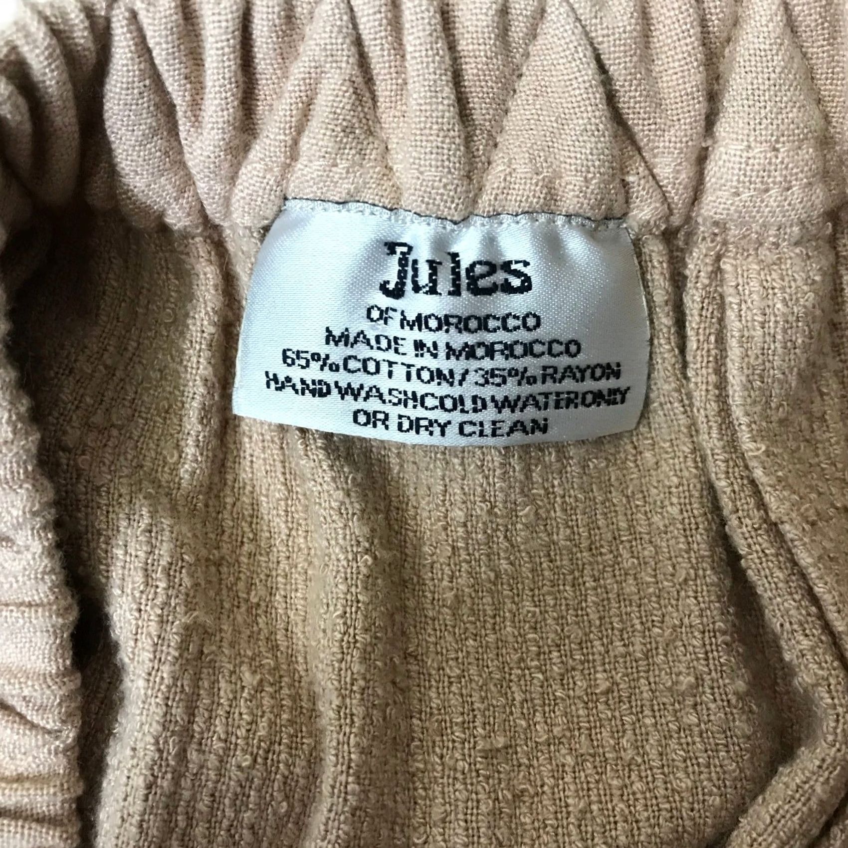 Vintage VINTAGE? No. Jules Pants Beige Knit Cargo Pockets Relaxed Wide-Leg Cotton Blend Pull On Women S-M Size? (Wait) Size 28" / US 6 / IT 42 - 7 Thumbnail