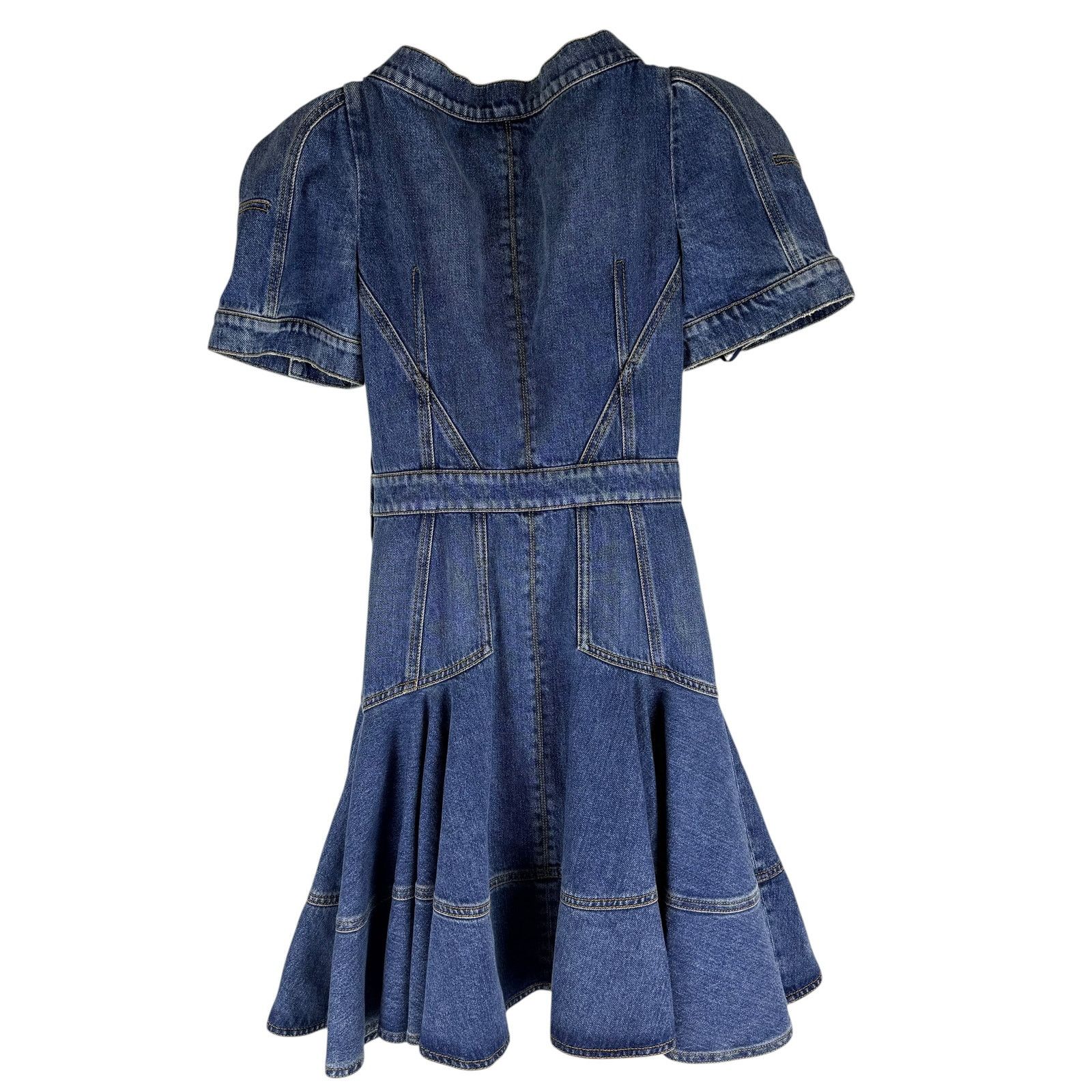 Alexander McQueen Alexander Mcqueen Denim Puff Sleeve Flare Short Dress Blue Size S / US 4 / IT 40 - 5 Thumbnail