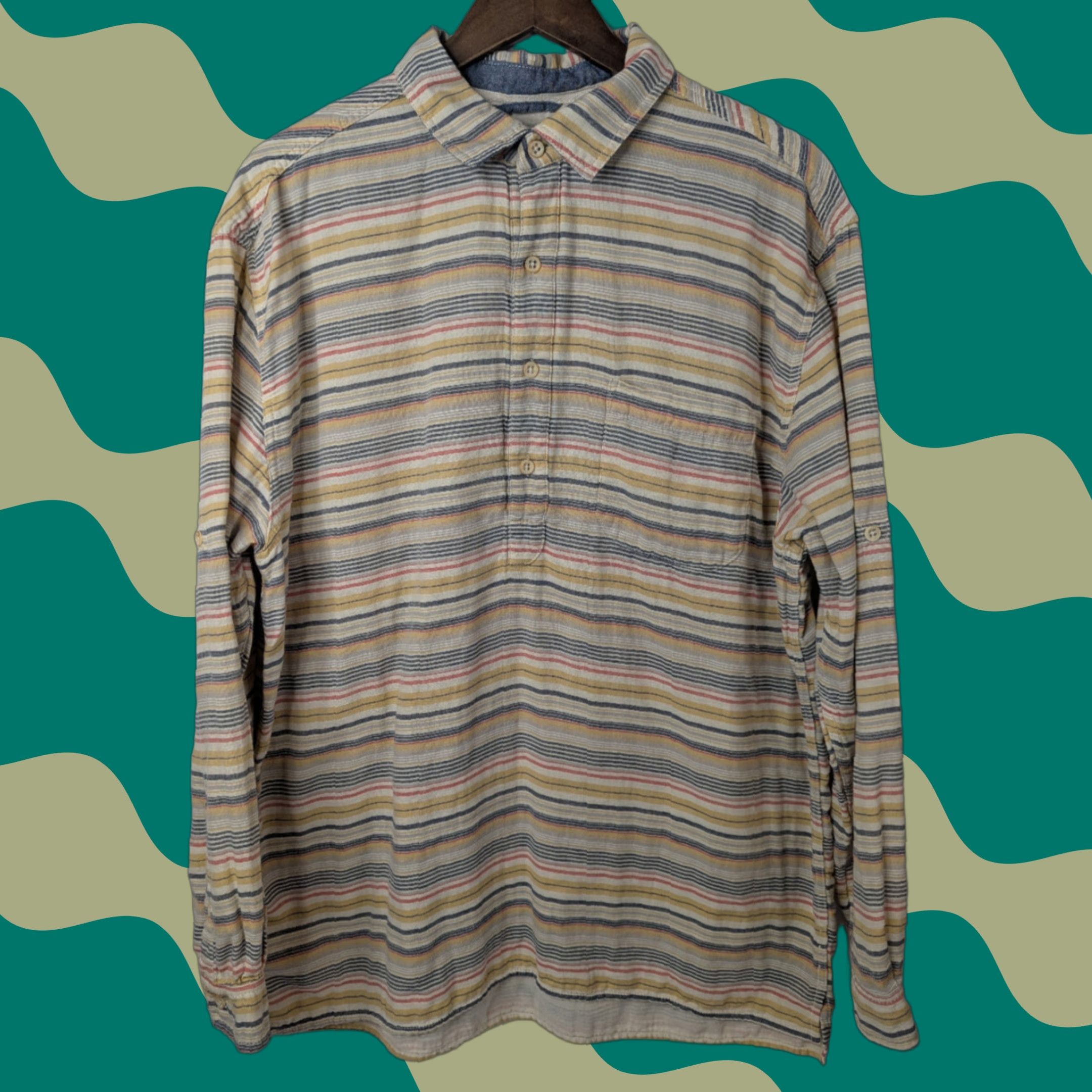 The Territory Ahead The Territory Ahead Shirt Mens XL Long Sleeve Button-Up Boho Stripe Roll Tab Color Multicolor Cotton Size US XL / EU 56 / 4 - 1 Thumbnail