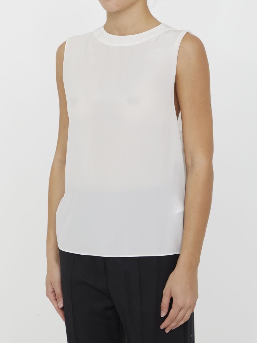 Saint Laurent Paris oc11z1125 Top Crepe De Chine in White Size XS / US 0-2 / IT 36-38 - 2 Thumbnail