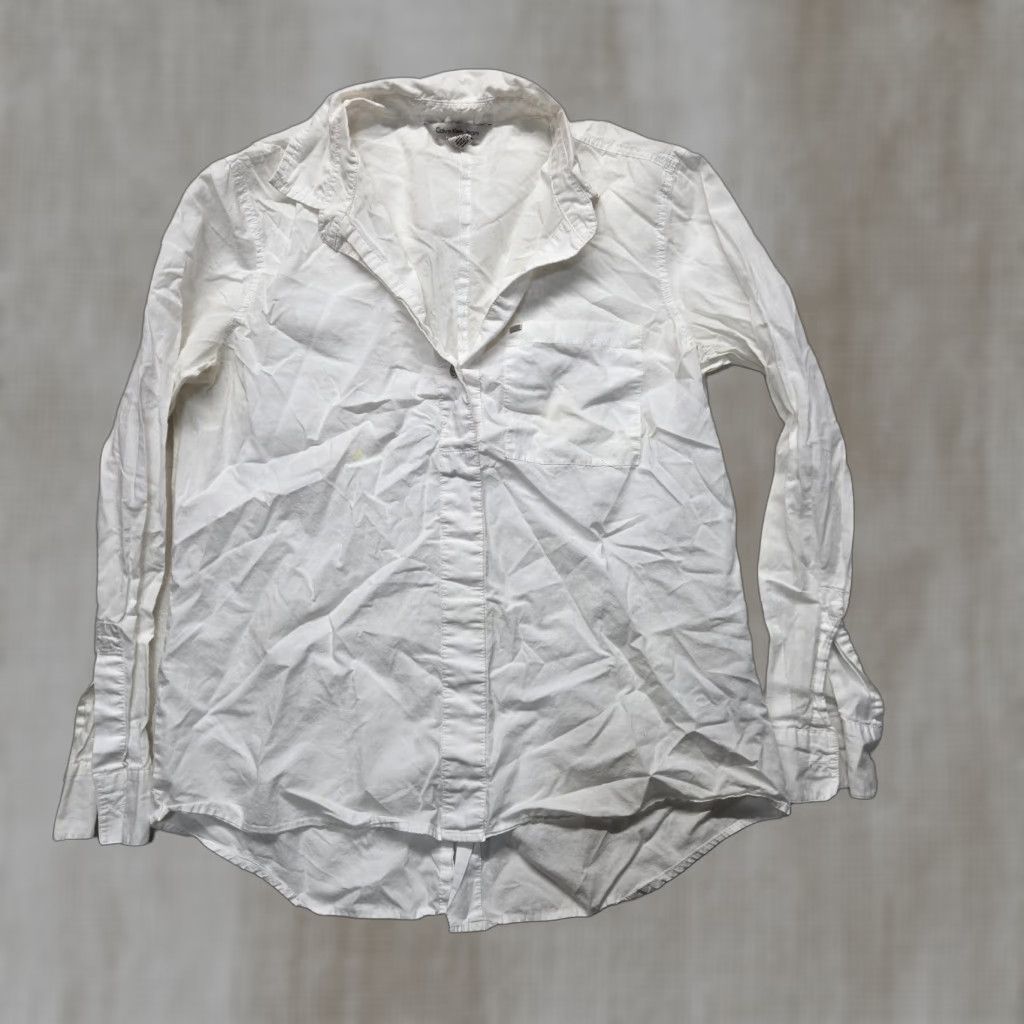 Vintage Calvin Klein Jeans Solid White Long Sleeve Button-Up Casual Shirt Womens XS Size XS / US 0-2 / IT 36-38 - 1 Thumbnail