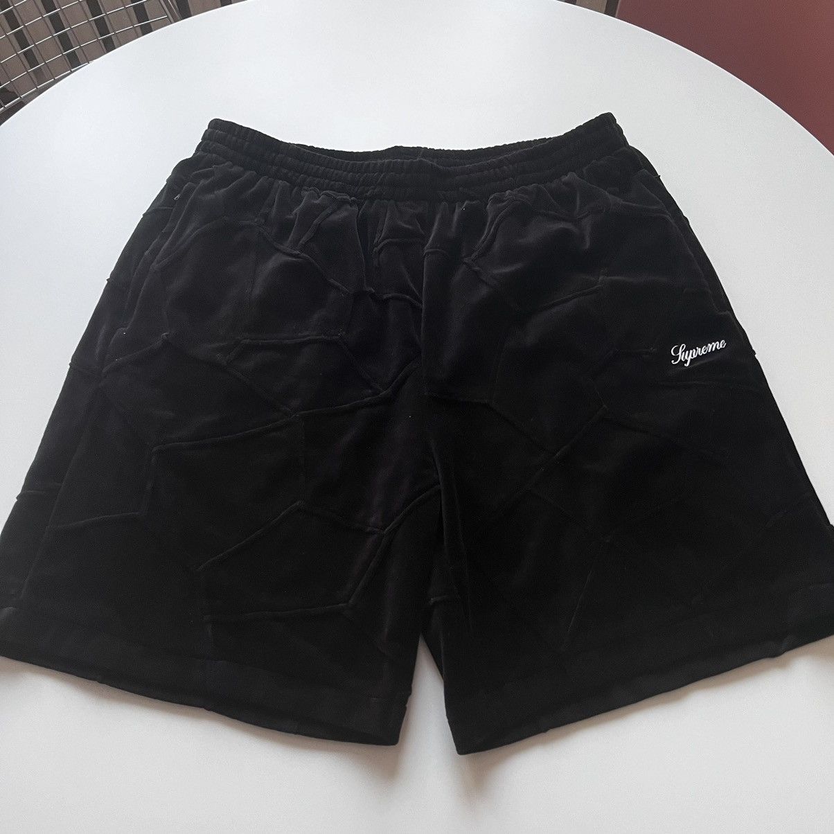 Supreme Supreme Patchwork Velour Short Black L | Grailed