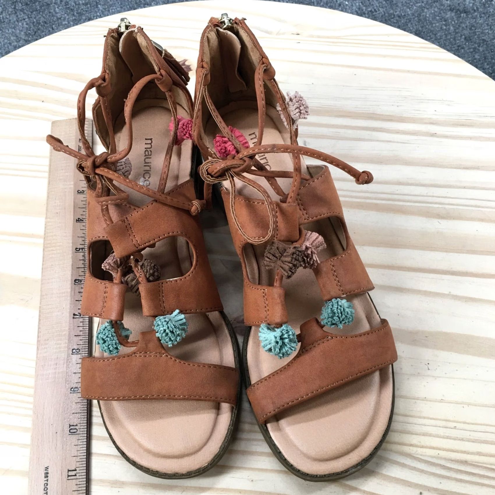 Vintage Maurices Ember Gladiator Sandals Womens 8 M Brown Faux Leather Back Zipper Size US 8 / IT 38 - 6 Thumbnail