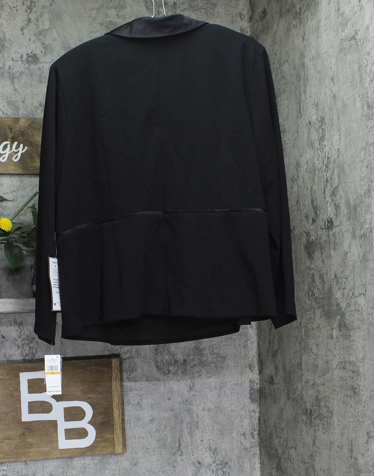 Other Nwt Alex Evenings Tunic Pullover Satin Trim Jacket Black 3x Size 3XL / US 20-22 - 2 Thumbnail