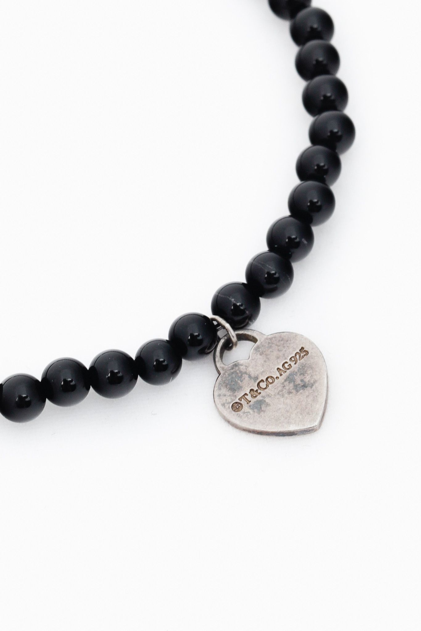 Tiffany & Co. Tiffany & Co. Onyx & Sterling Silver Heart-Tag Bead Bracelet Size ONE SIZE - 2 Thumbnail