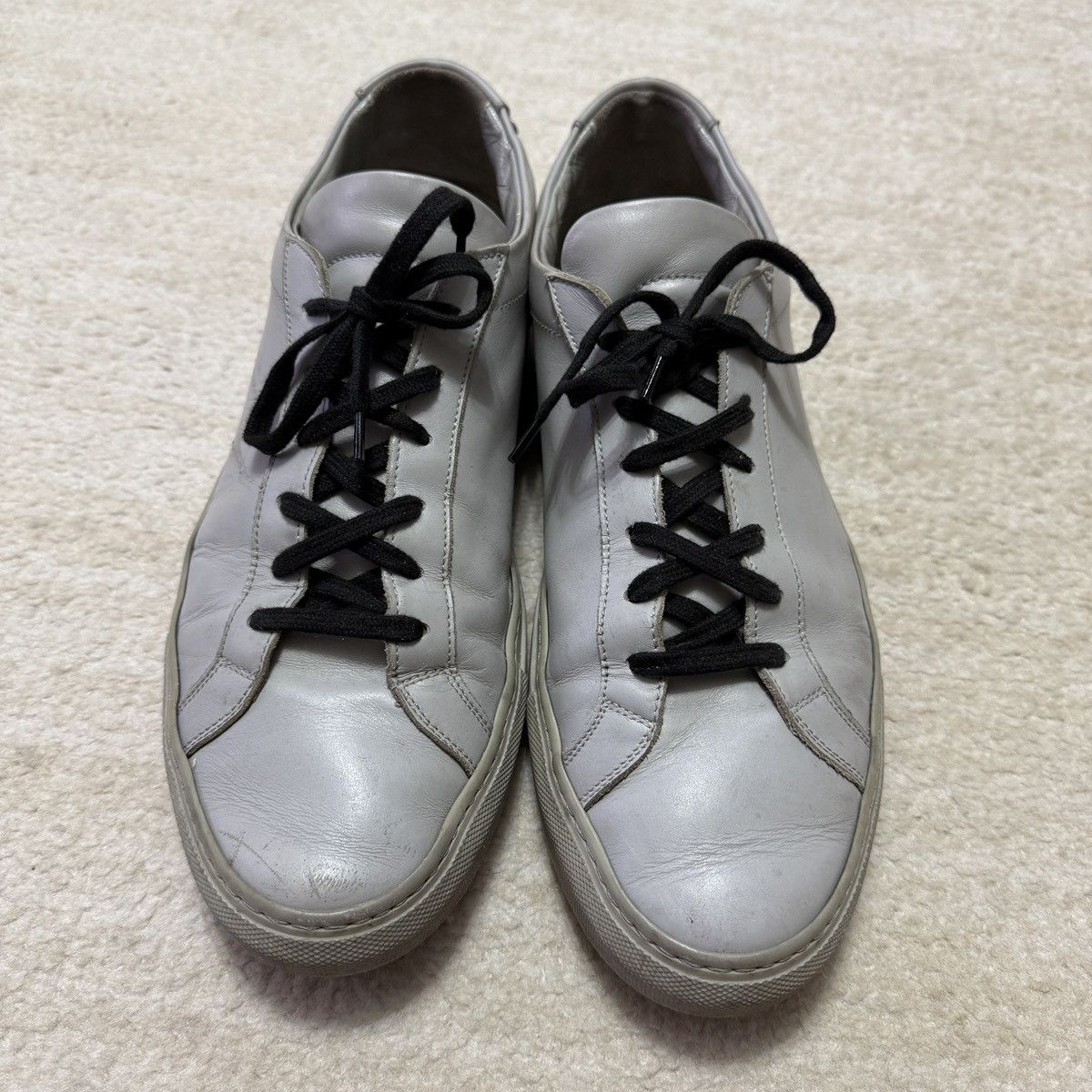 Common Projects Common Projects 1528 Achilles Low Top Grey Leather Sneakers Size US 12 / EU 45 - 5 Thumbnail
