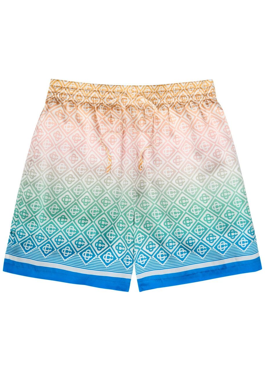 Casablanca o1mle0326 Drawstring Silk Shorts Diamond Monogram Size US 28 / EU 44 - 1 Thumbnail