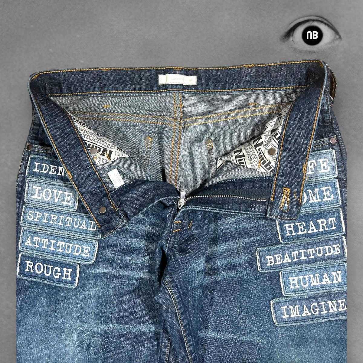 Number (N)ine Number (N)ine S/S02 The Modern Age Patch Denim Jeans Blue Size US 30 / EU 46 - 4 Thumbnail