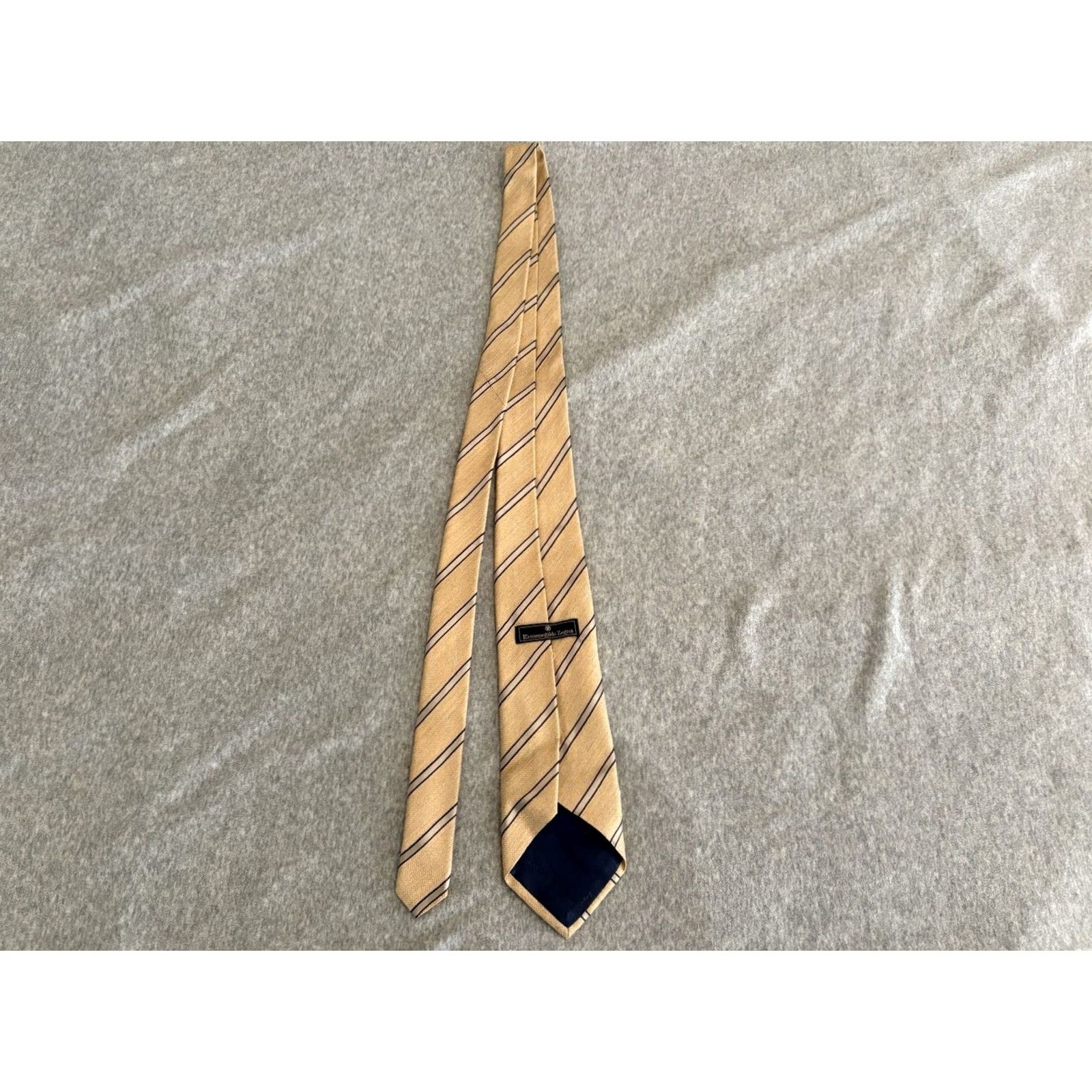 Ermenegildo Zegna Ermenegildo Zegna Tie Striped Silk Gold 100% Silk Men Classic 57"-60" Italy Size ONE SIZE - 2 Thumbnail