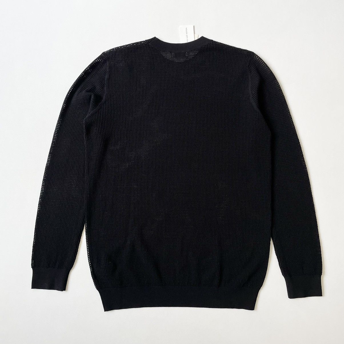Dries Van Noten Black Tech Mesh Knit Sweater Size US L / EU 52-54 / 3 - 13 Thumbnail