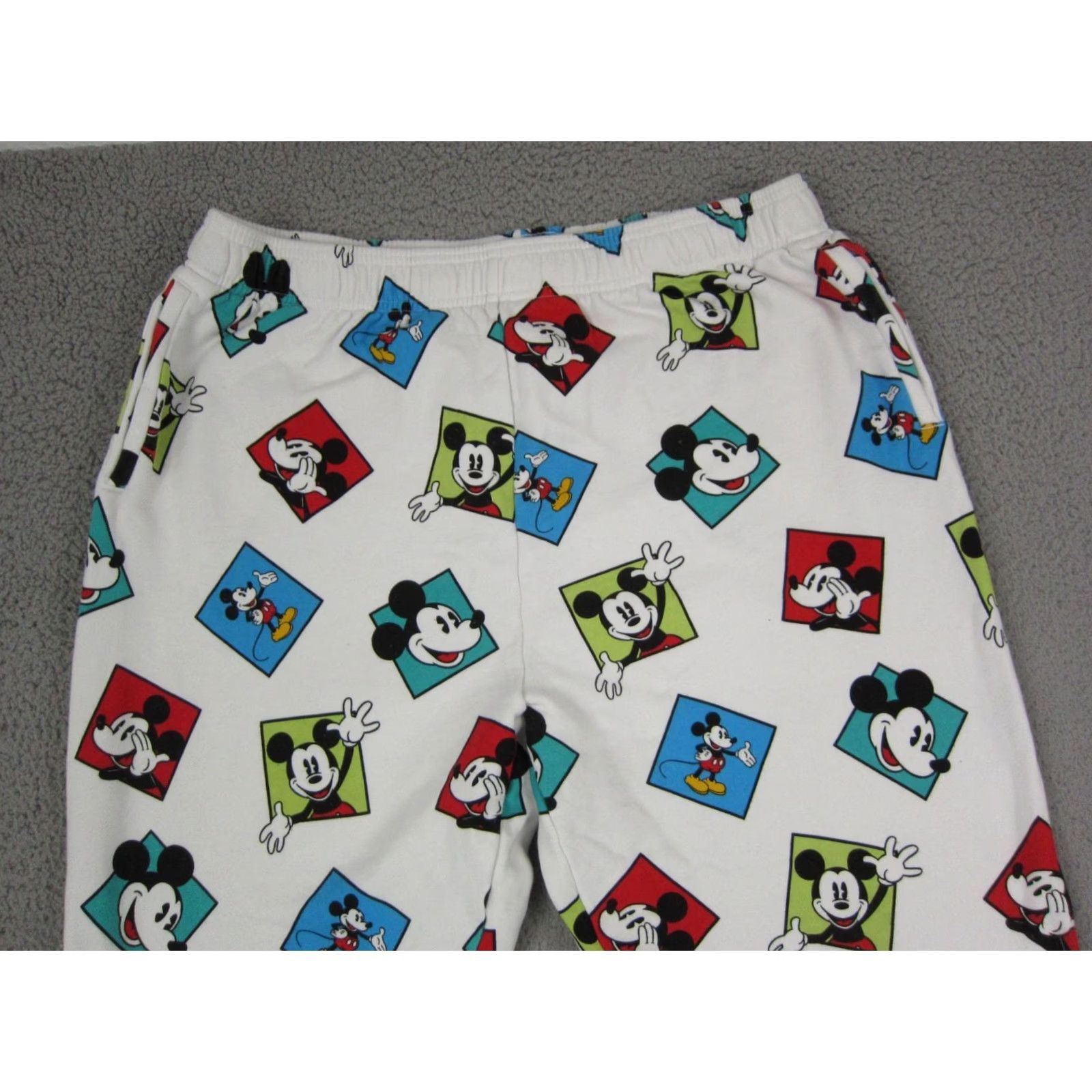 Disney Mickey Mouse Pants Mens XL White Fleece Jogger Disney All Over Print Sweatpants 90s Style Size US 36 / EU 52 - 2 Thumbnail