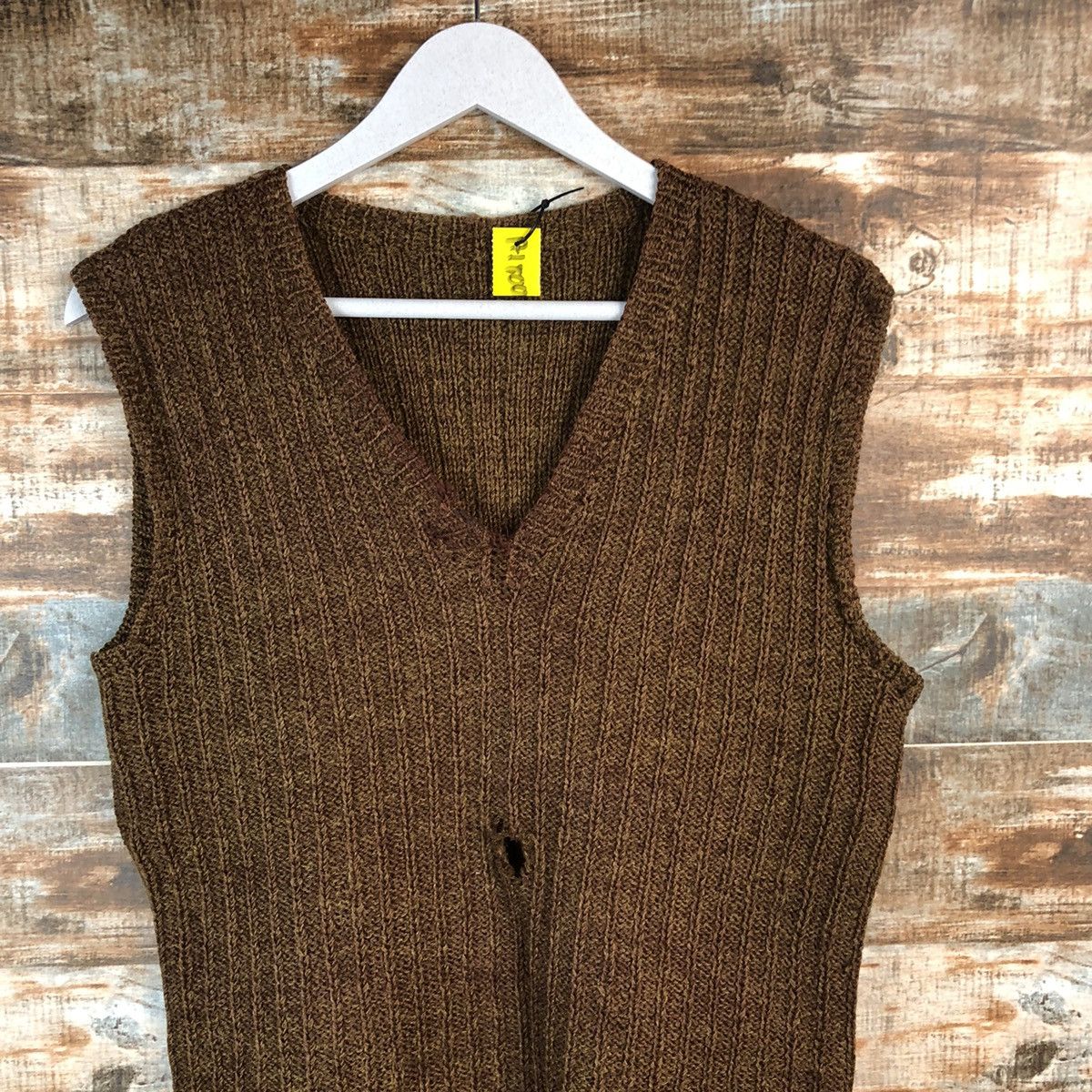 Vintage Japan ripped vintage Brown Vest Knitwear #A1800 Size S / US 4 / IT 40 - 5 Thumbnail