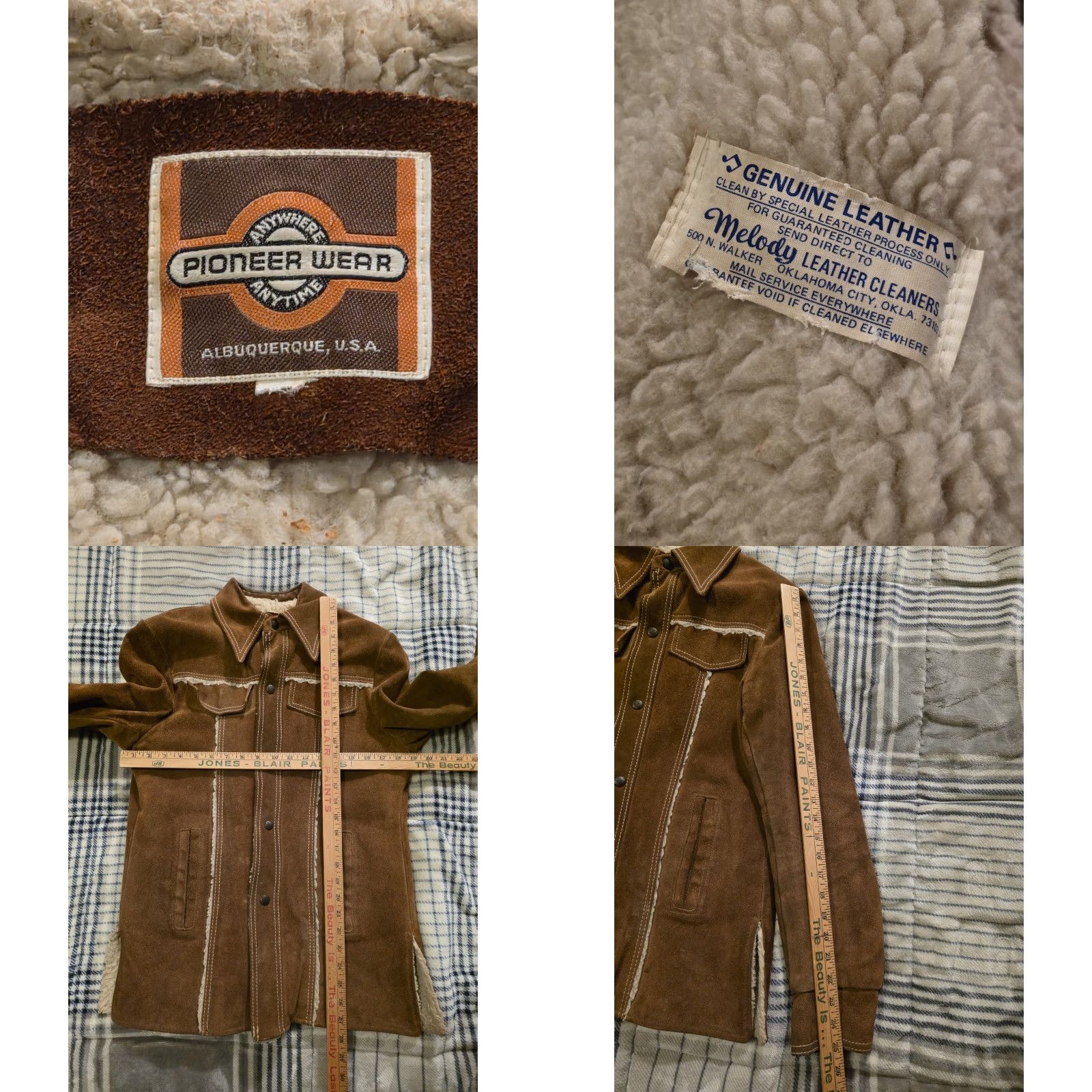 Vintage VINTAGE Pioneer Wear Western Suede Leather Jacket Chore Look Sherpa Lined Men's Small Brown 1970s US Size US S / EU 44-46 / 1 - 8 Thumbnail