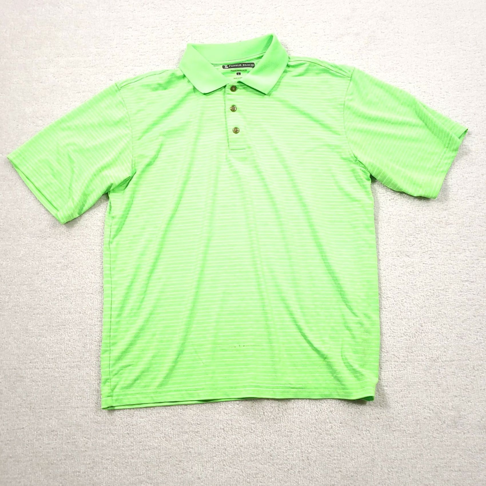 Vintage Pebble Beach Mens Polo Performance Golf Green Short Sleeve Stripe Size Large Size US L / EU 52-54 / 3 - 2 Thumbnail