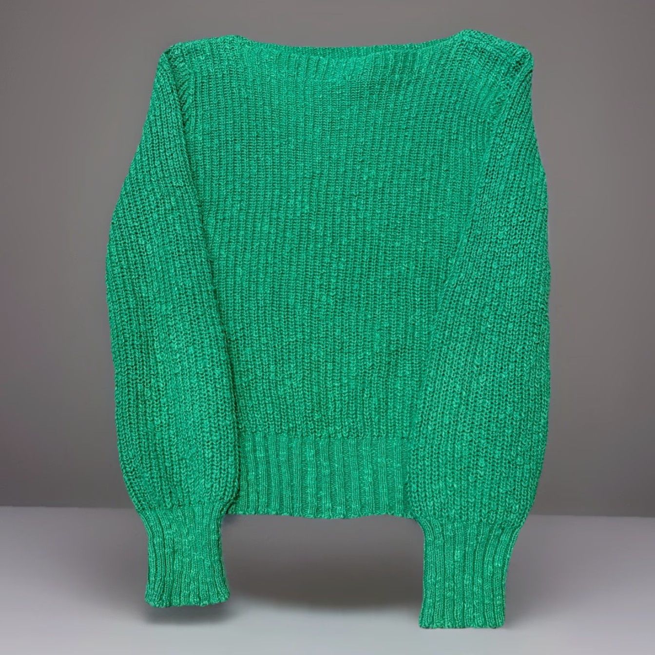 J Brand VINTAGE 80s Gotham Green Cotton Knit Crewneck Sweater Woman Medium Crew Neck Pullover Knit Size M / US 6-8 / IT 42-44 - 2 Thumbnail