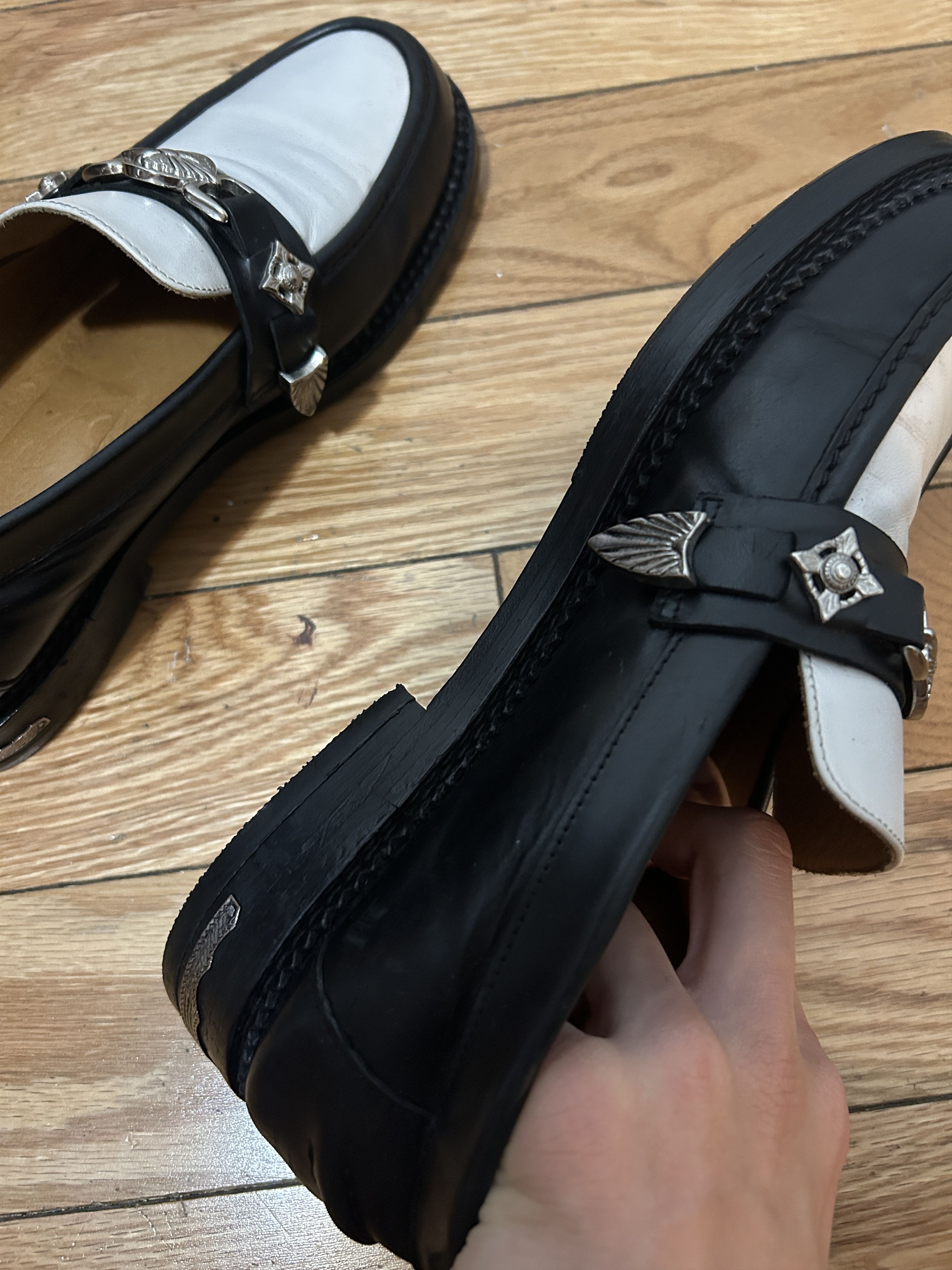 TOGA VIRILIS Toga Virilis SSENSE Black White Metal Loafers Men’s Size 41 Size US 7.5 / EU 40-41 - 11 Thumbnail