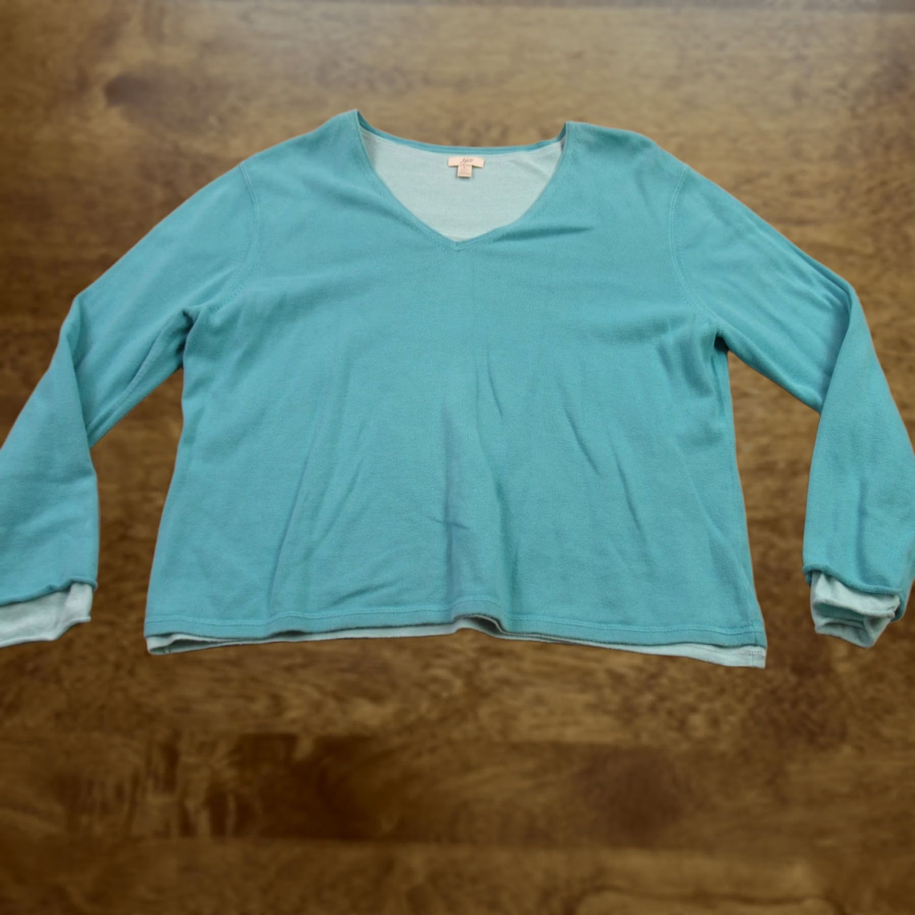 J. Jill J Jill Sweater Womens Large Petite Long Sleeve Pullover V Neck Lightweight Green Size L / US 10 / IT 46 - 1 Thumbnail