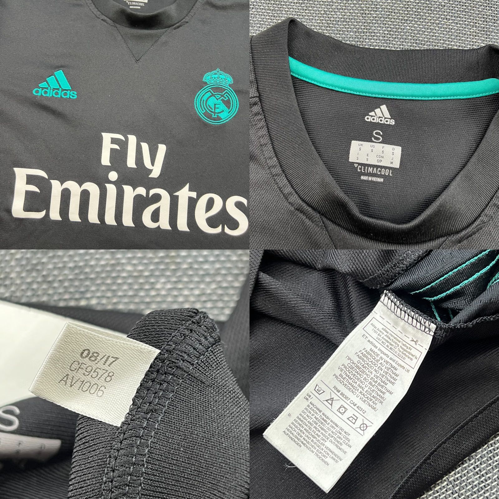 Adidas Real Madrid 2017 2018 Away Ronaldo #7 Men Small Football Jersey Shirt Adidas Shirt Men Small Black Football Jersey Adidas Size US S / EU 44-46 / 1 - 9 Thumbnail
