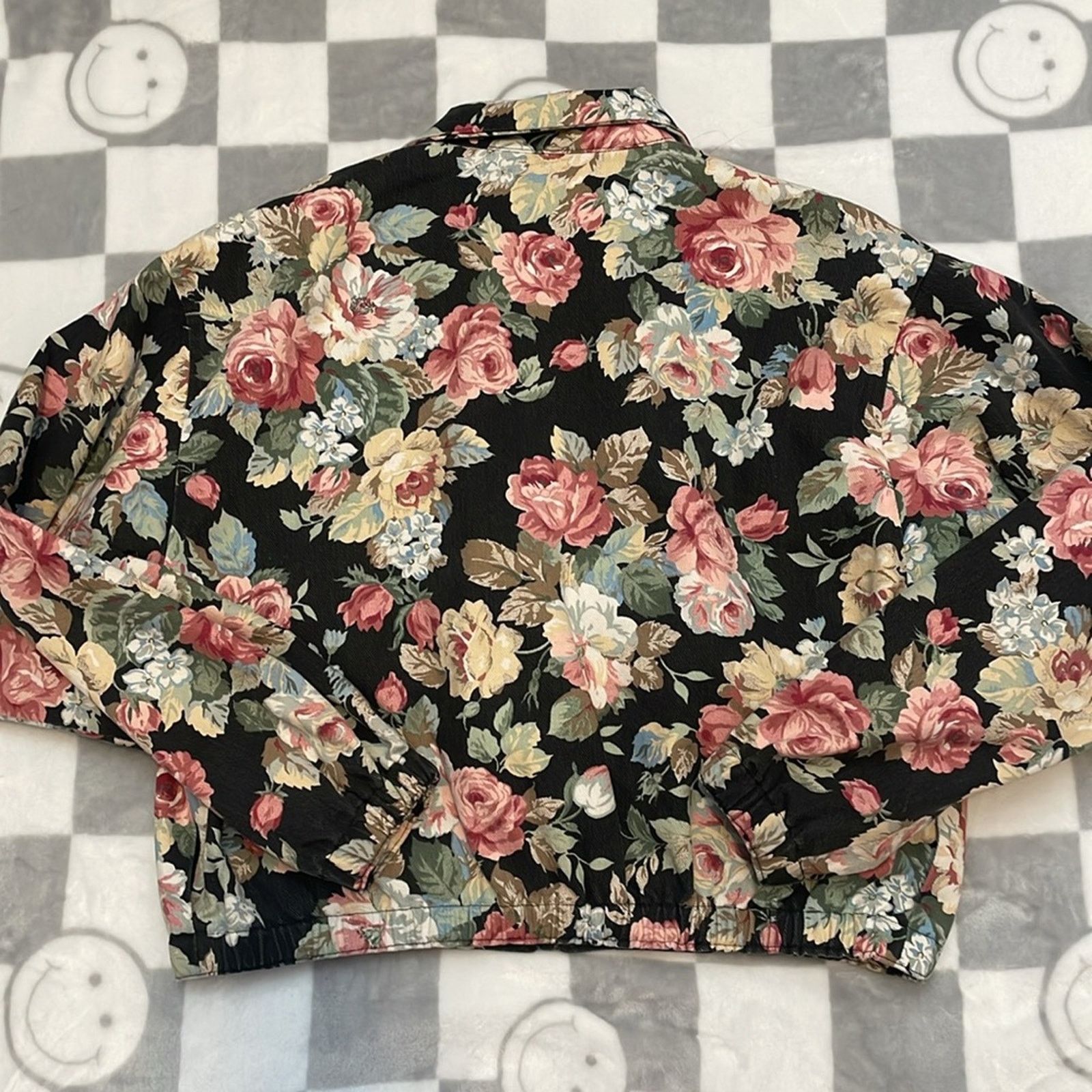 Custommade VTG TAPESTRY floral, denim collared, zip up bomber jacket m Size M / US 6-8 / IT 42-44 - 5 Thumbnail