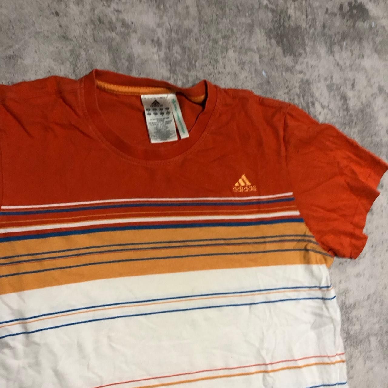 Adidas Orange and white Adidas striped t-shirt #stripes Size US S / EU 44-46 / 1 - 2 Thumbnail